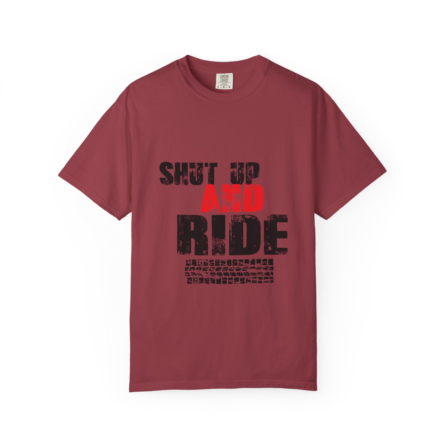 Unisex Graphic T-Shirt with 'Shut Up and Ride' Design, Perfect for Riders, Gift for Motorcycle Enthusiasts, Casual Wear, Outdoor Activities