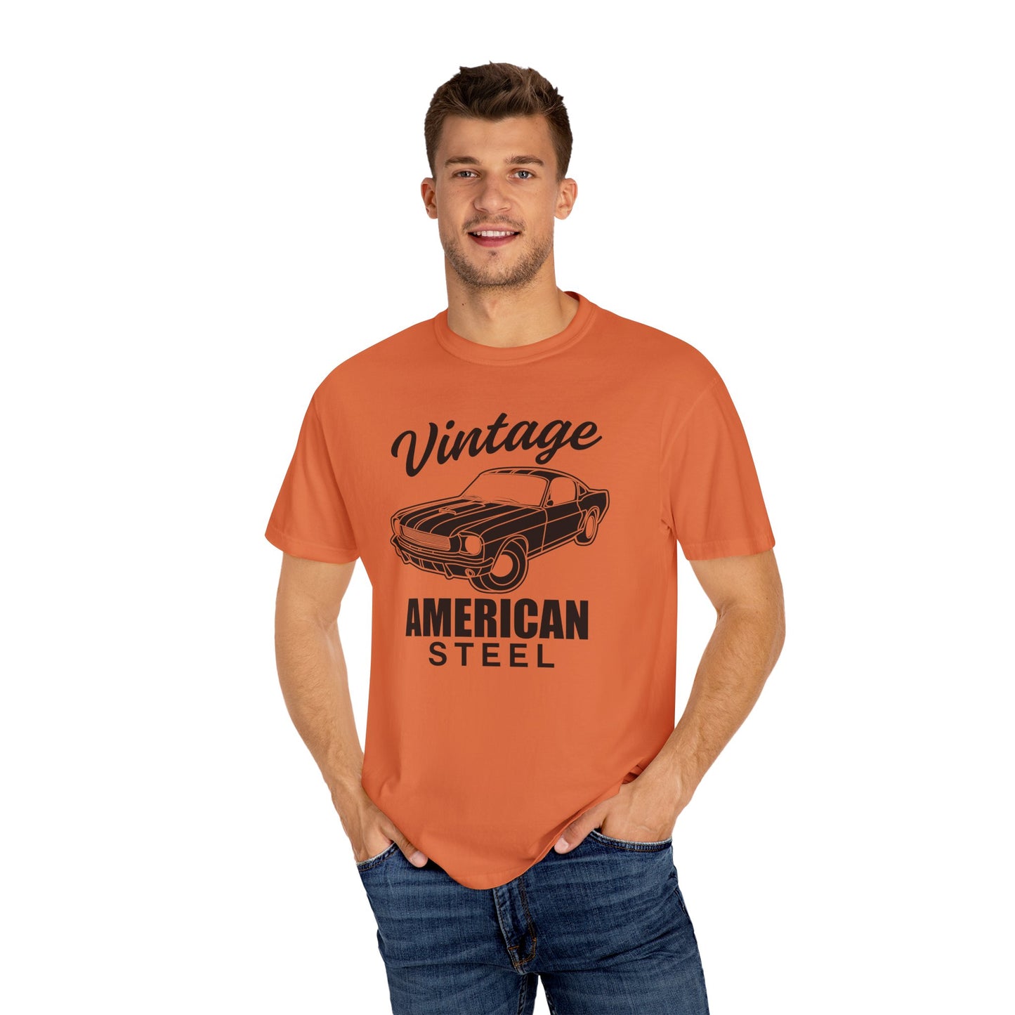 Vintage American Steel T-Shirt, Retro Car Tee, Unisex Graphic Shirt, Gift for Car Lovers, 70s Style Apparel, Casual Everyday Wear
