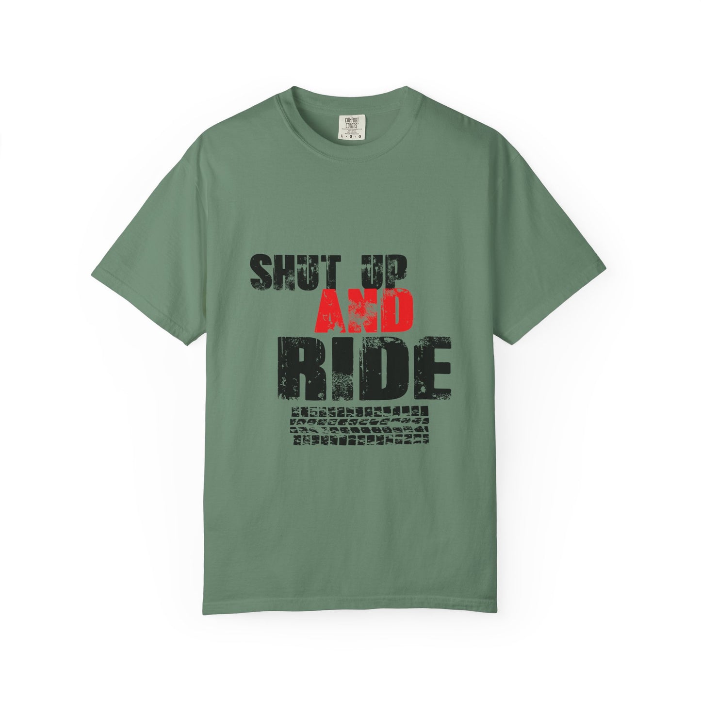 Unisex Graphic T-Shirt with 'Shut Up and Ride' Design, Perfect for Riders, Gift for Motorcycle Enthusiasts, Casual Wear, Outdoor Activities