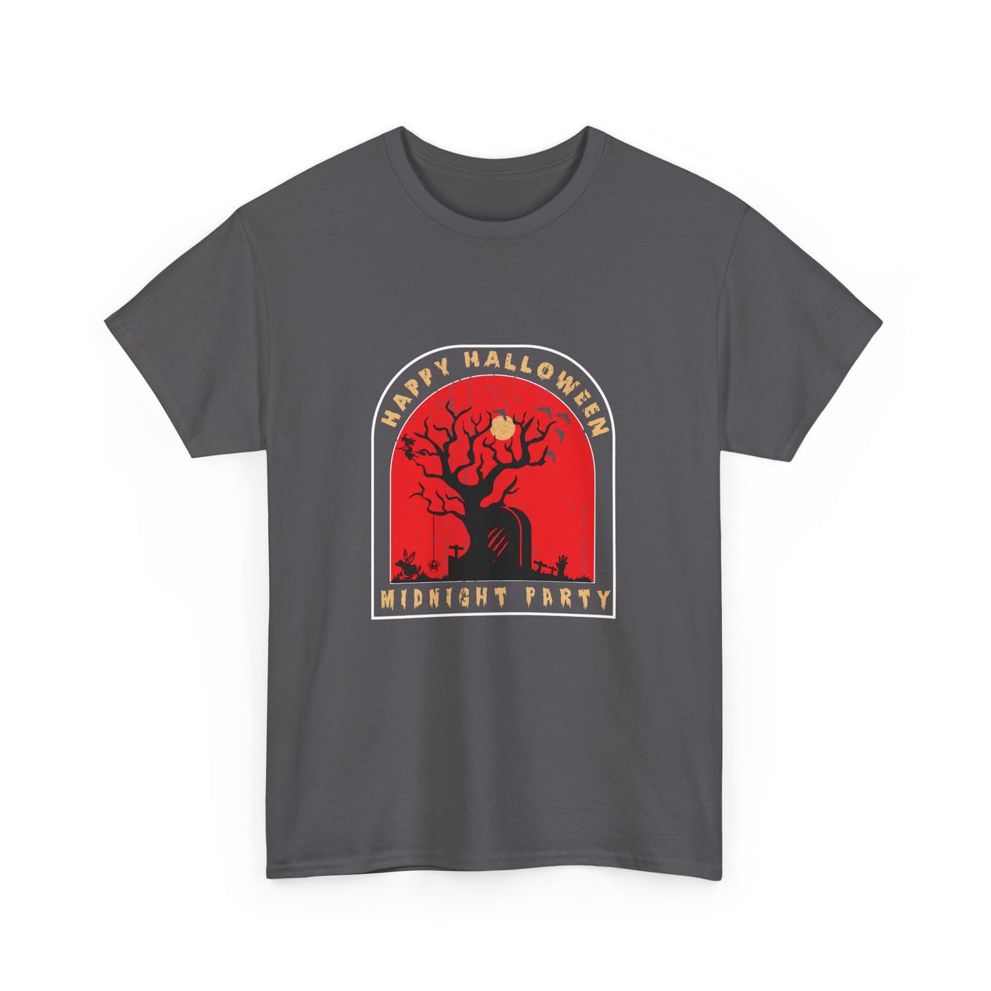 🕷️ “Happy Halloween Midnight Party” Haunted Tree Graveyard Tee 🌕