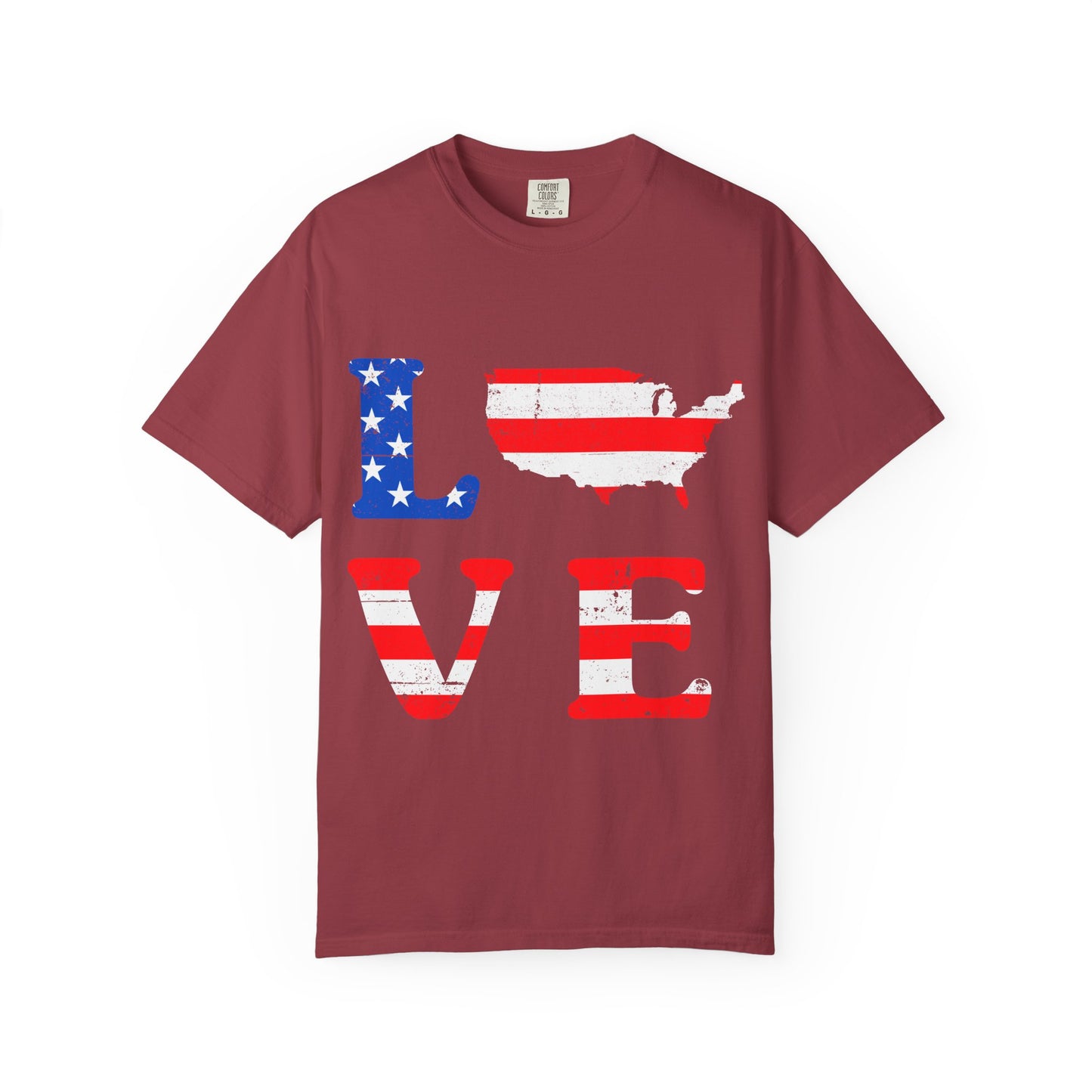 Patriotic Love T-Shirt, Unisex Tee, USA Graphic Shirt, Independence Day Apparel, Love America Shirt