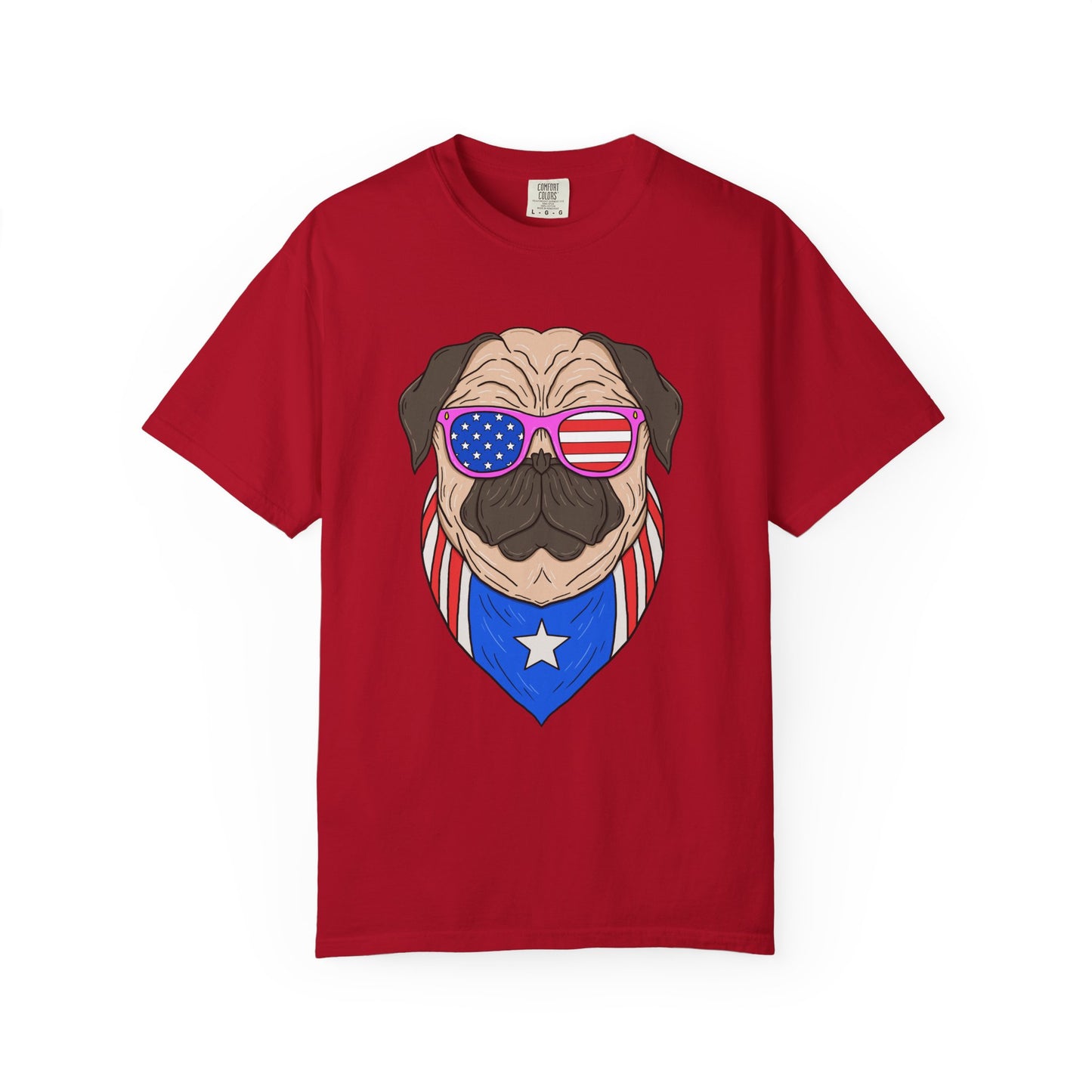 Patriotic Pug T-Shirt, Unisex Graphic Tee, Fourth of July Gift, Dog Lover Apparel, Casual Summer Wear, Unique Pet Tee