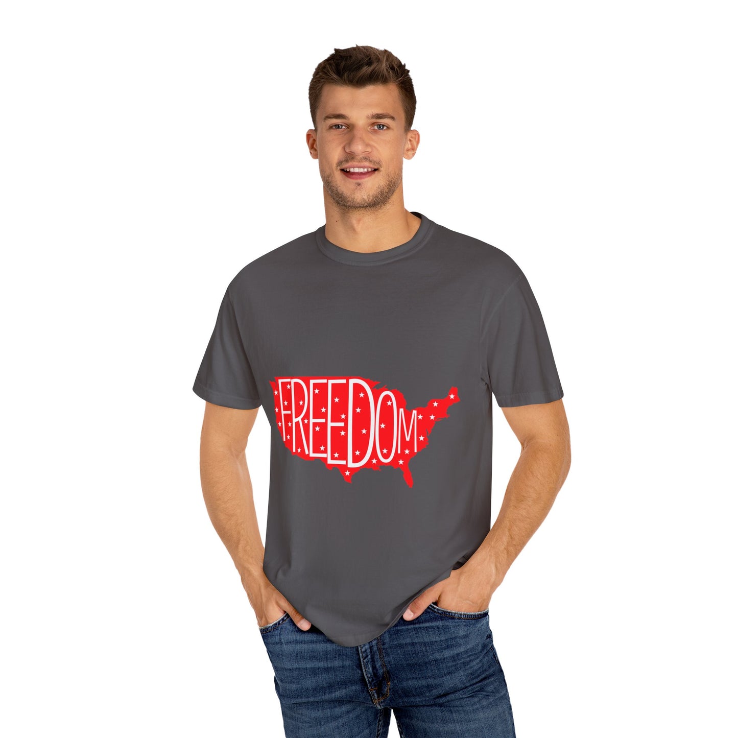 Freedom USA Unisex Garment-Dyed T-shirt, Casual Tee, Independence Day Apparel, Patriotic Shirt, Gift for Americans, USA Pride