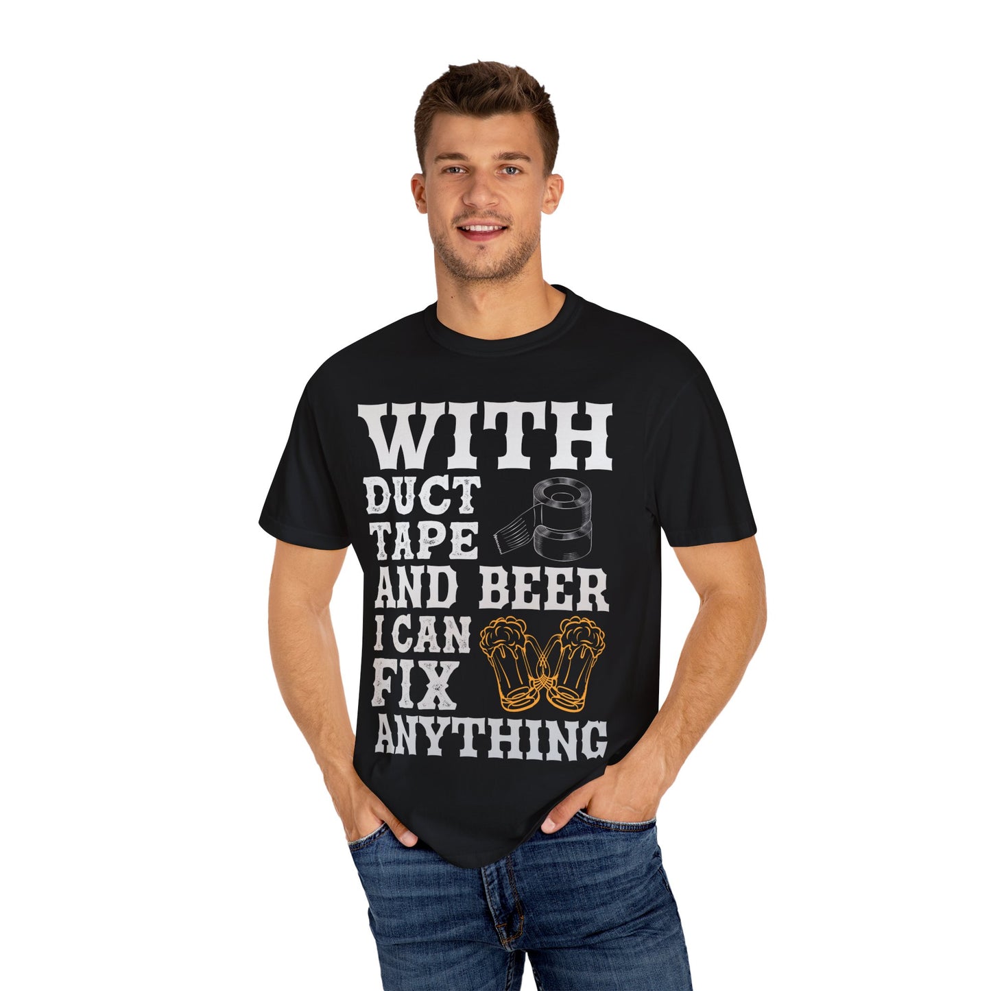"With Duct Tape and Beer I Can Fix Anything" Funny Beer T-Shirt π πΊ
