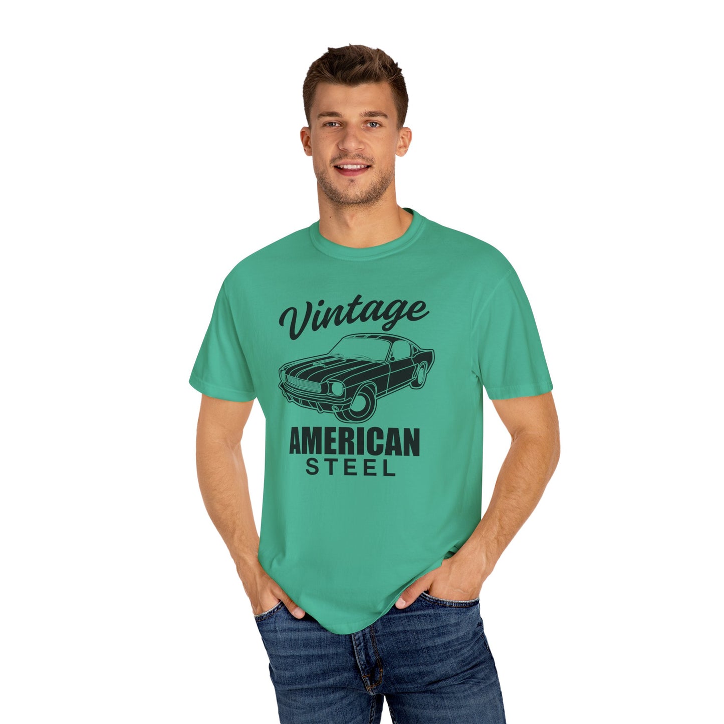 Vintage American Steel T-Shirt, Retro Car Tee, Unisex Graphic Shirt, Gift for Car Lovers, 70s Style Apparel, Casual Everyday Wear