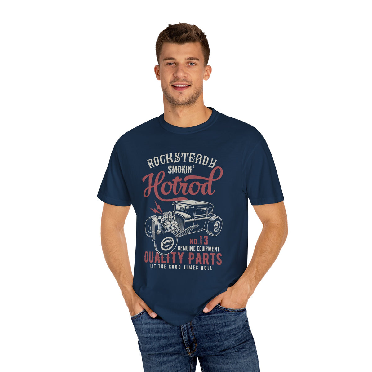 Rocksteady Hotrod Unisex T-shirt, Vintage Car Tee, Summer Fashion, Auto Enthusiast Gift, Retro Style, Cool Graphics