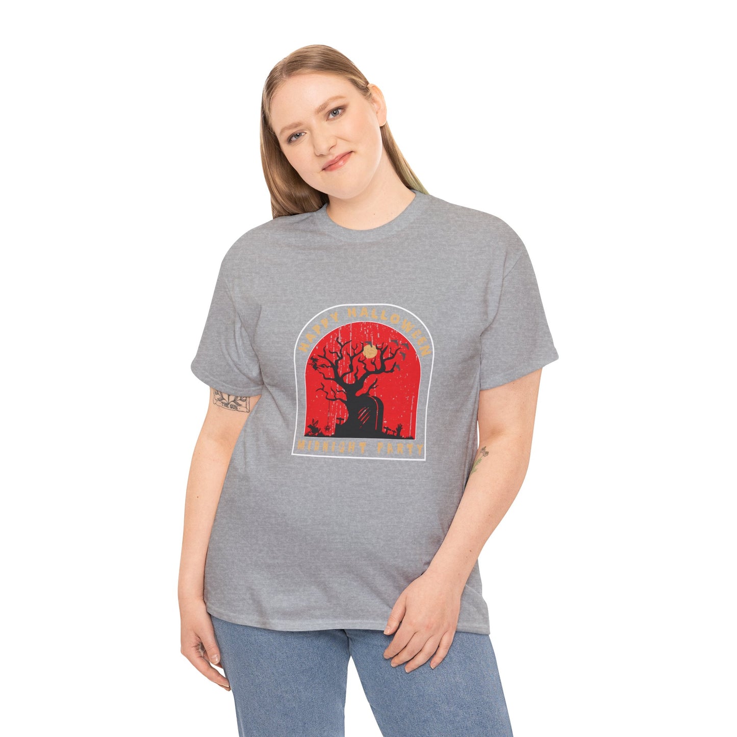 🕷️ “Happy Halloween Midnight Party” Haunted Tree Graveyard Tee 🌕
