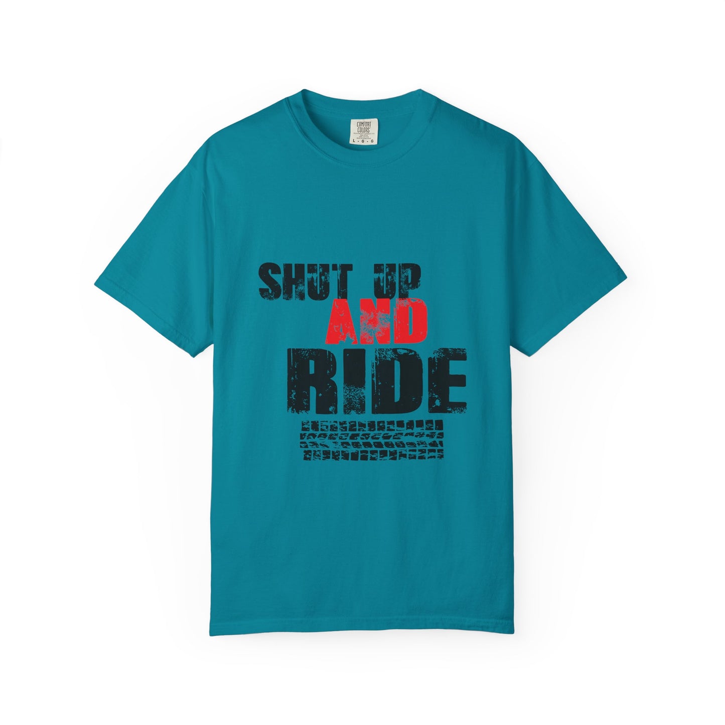 Unisex Graphic T-Shirt with 'Shut Up and Ride' Design, Perfect for Riders, Gift for Motorcycle Enthusiasts, Casual Wear, Outdoor Activities