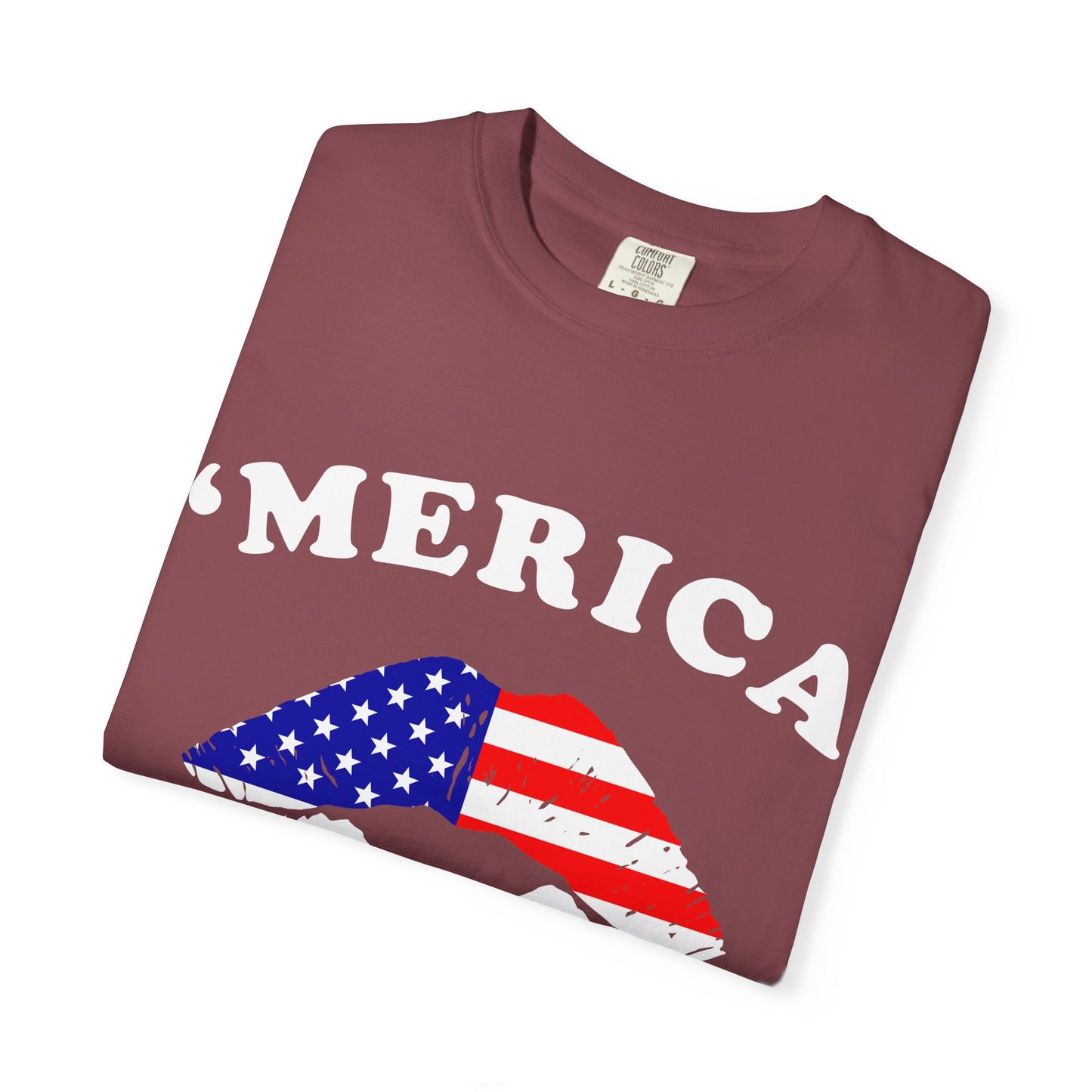 ‘Merica Lips T-Shirt – Patriotic Kiss Tee for Women Who Love Their Country Loud & Proud