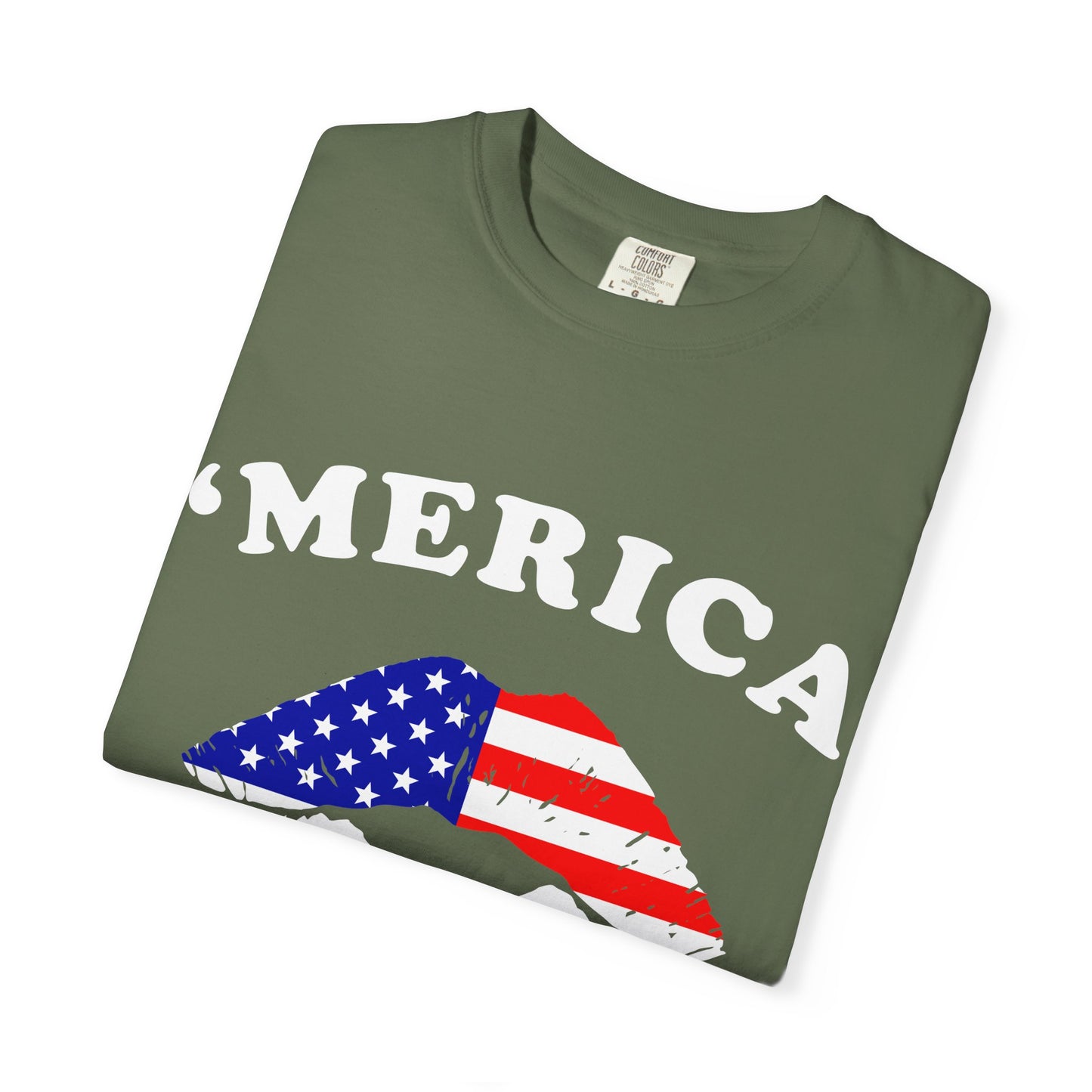 ‘Merica Lips T-Shirt – Patriotic Kiss Tee for Women Who Love Their Country Loud & Proud