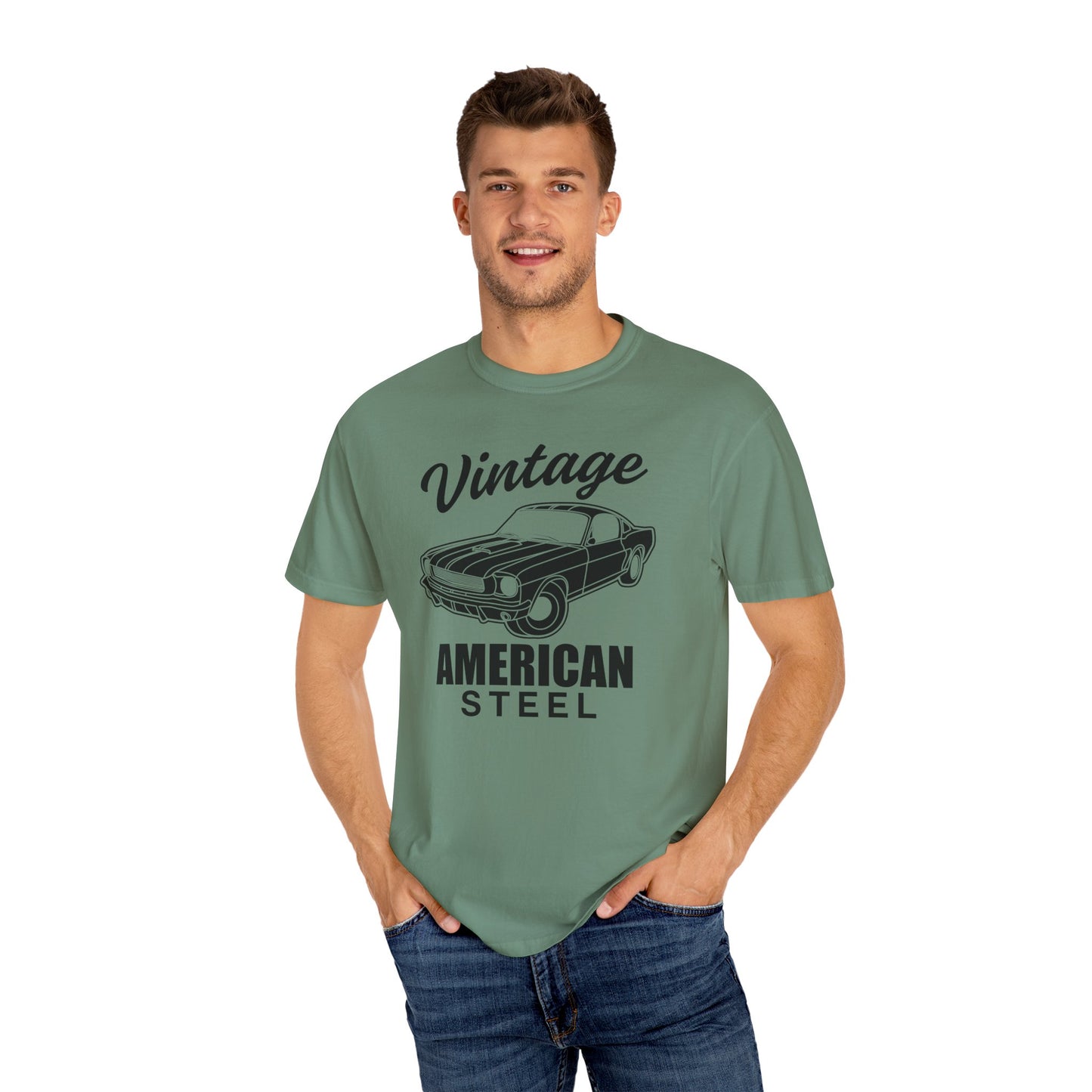 Vintage American Steel T-Shirt, Retro Car Tee, Unisex Graphic Shirt, Gift for Car Lovers, 70s Style Apparel, Casual Everyday Wear