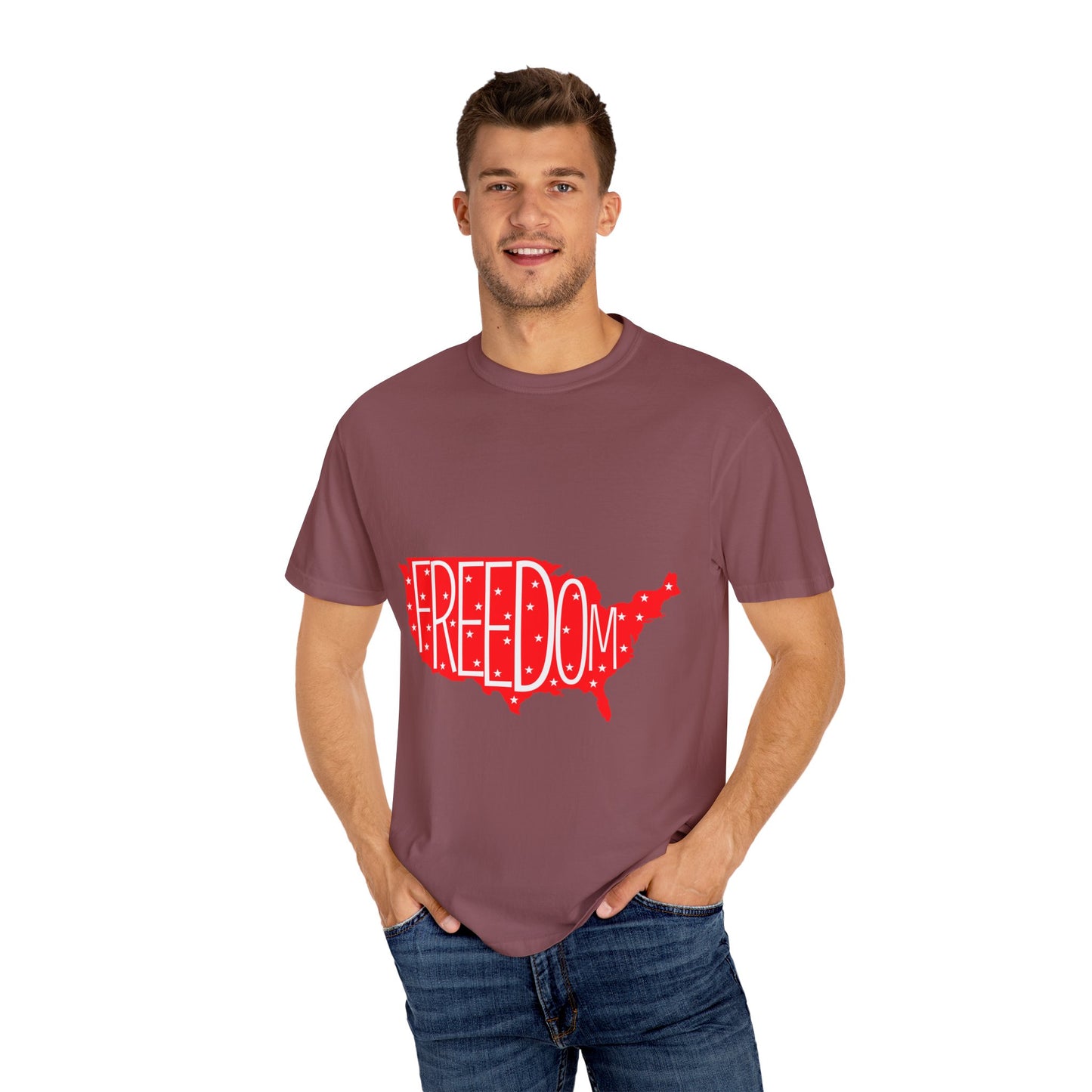 Freedom USA Unisex Garment-Dyed T-shirt, Casual Tee, Independence Day Apparel, Patriotic Shirt, Gift for Americans, USA Pride