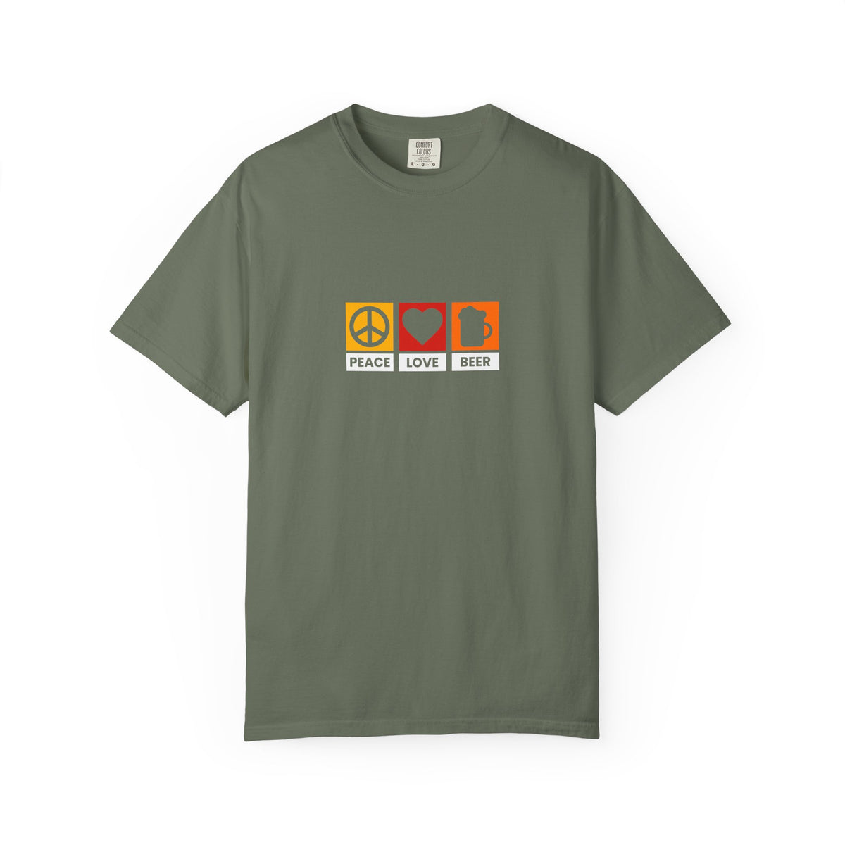 Peace Love Beer T-Shirt β Retro Icons Tee for Beer Lovers, Music Fans & Chill Vibes