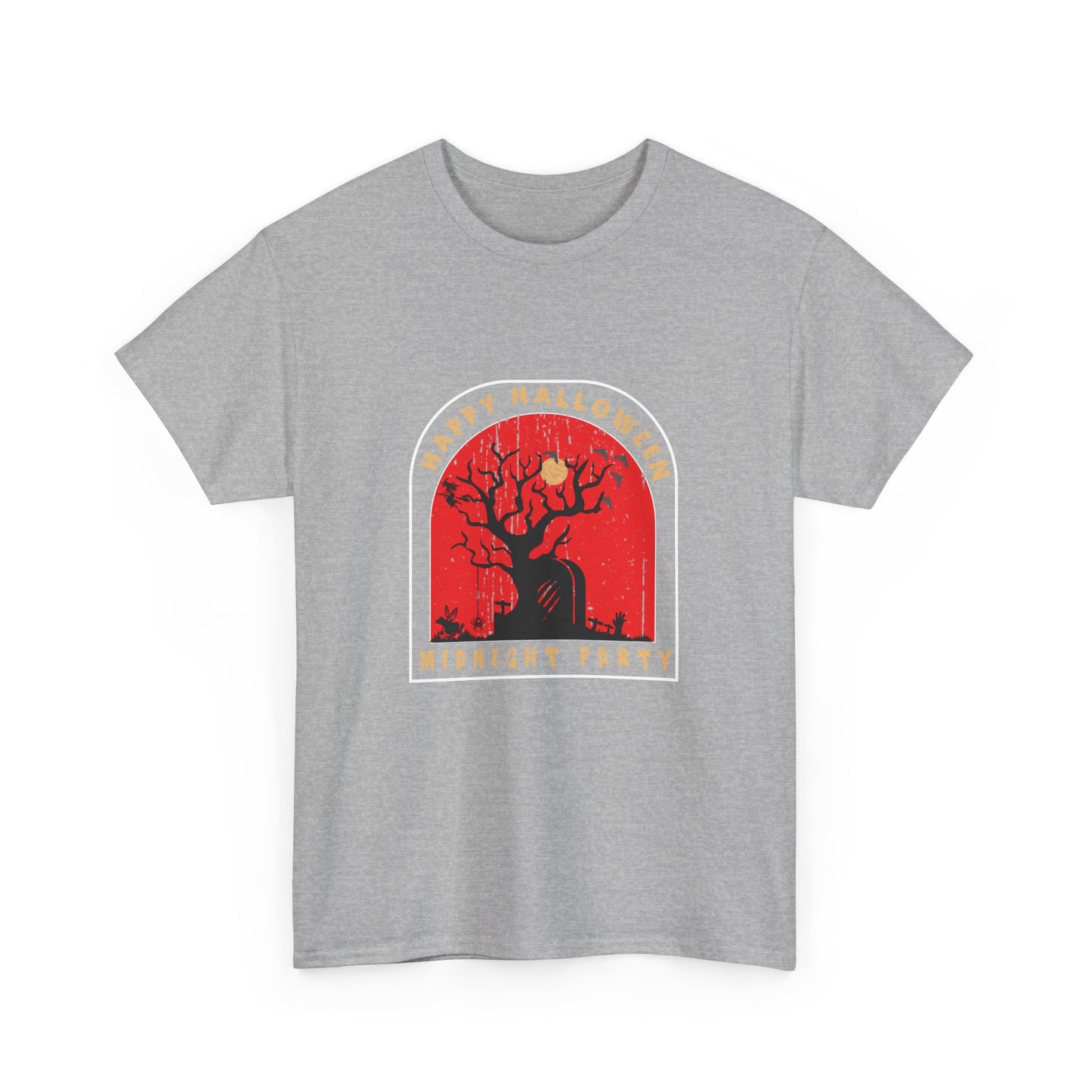 🕷️ “Happy Halloween Midnight Party” Haunted Tree Graveyard Tee 🌕