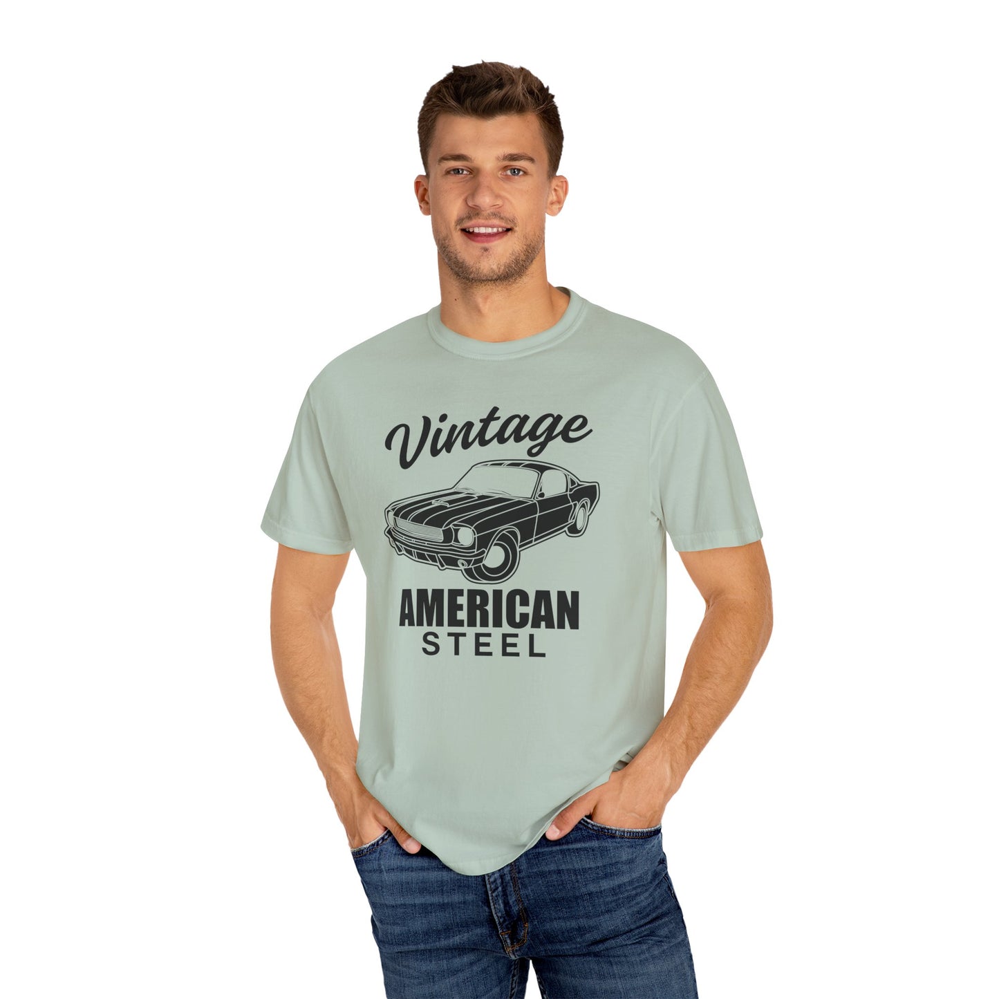 Vintage American Steel T-Shirt, Retro Car Tee, Unisex Graphic Shirt, Gift for Car Lovers, 70s Style Apparel, Casual Everyday Wear