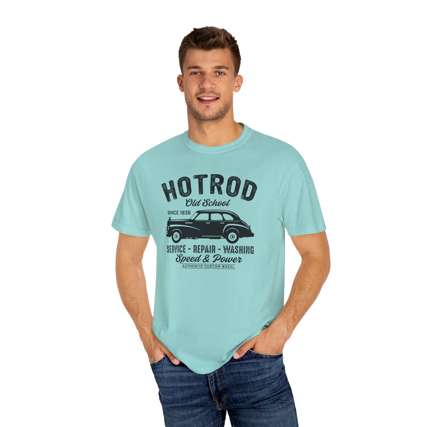 Vintage Hot Rod T-Shirt, Unisex Garment-Dyed Tee, Car Enthusiast Apparel, Retro Vehicle Shirt, Classic Car Lover Gift
