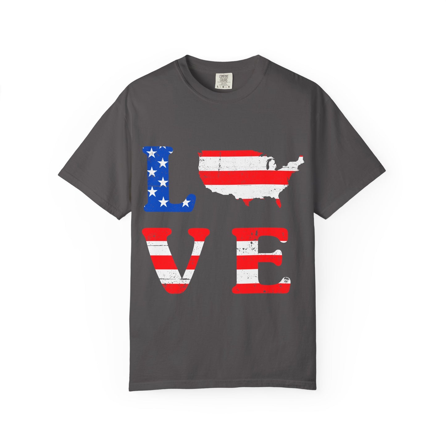 Patriotic Love T-Shirt, Unisex Tee, USA Graphic Shirt, Independence Day Apparel, Love America Shirt