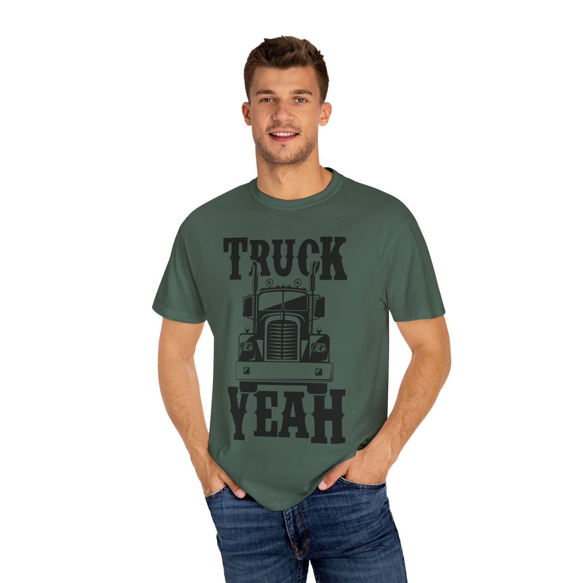Truck Yeah Unisex Garment-Dyed T-Shirt, Casual Tee, Gift for Truck Lovers, Birthday Present, Road Trip Apparel, Fun Outdoors Shirt