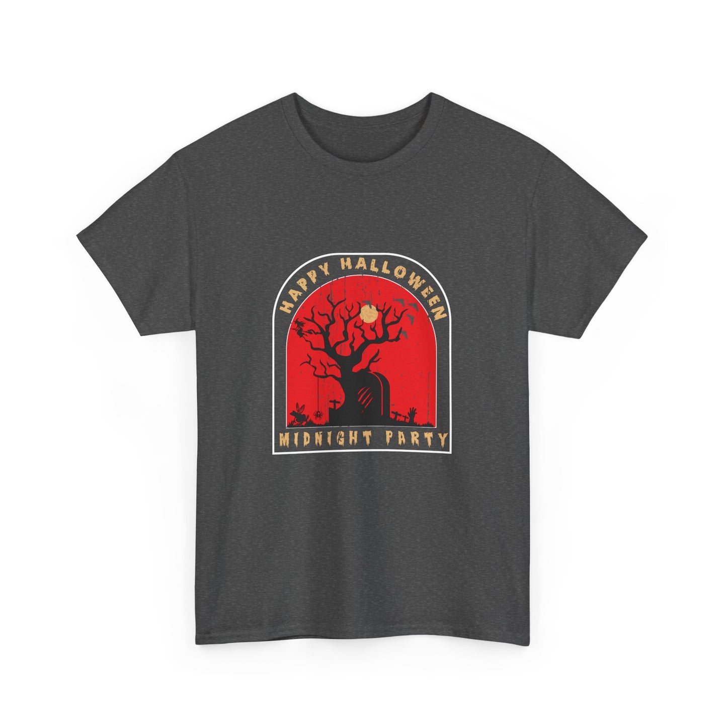 🕷️ “Happy Halloween Midnight Party” Haunted Tree Graveyard Tee 🌕