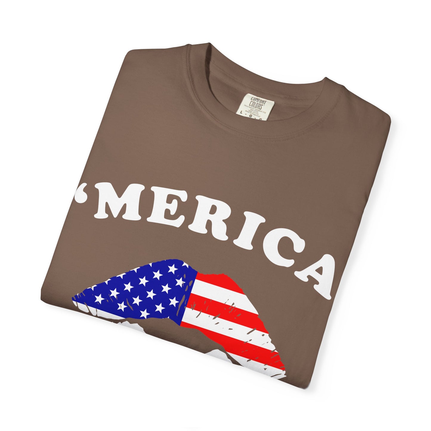 ‘Merica Lips T-Shirt – Patriotic Kiss Tee for Women Who Love Their Country Loud & Proud