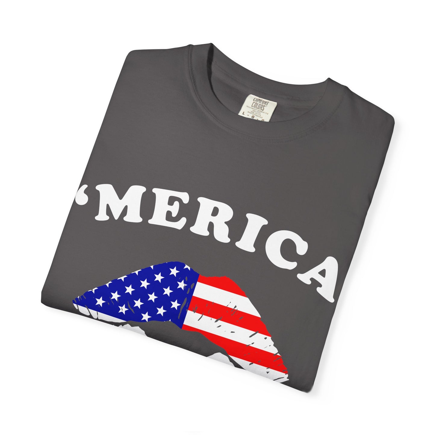 ‘Merica Lips T-Shirt – Patriotic Kiss Tee for Women Who Love Their Country Loud & Proud