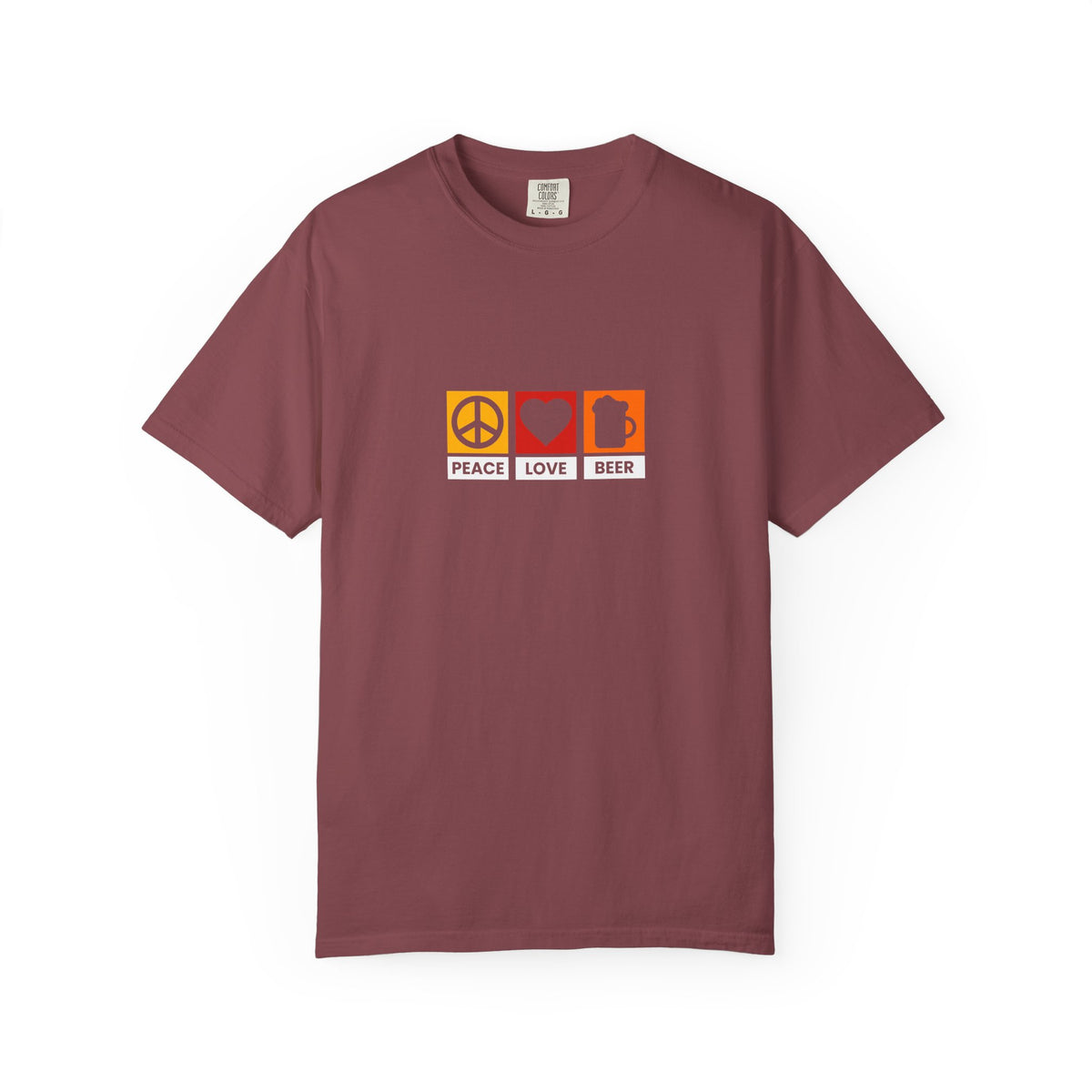Peace Love Beer T-Shirt β Retro Icons Tee for Beer Lovers, Music Fans & Chill Vibes