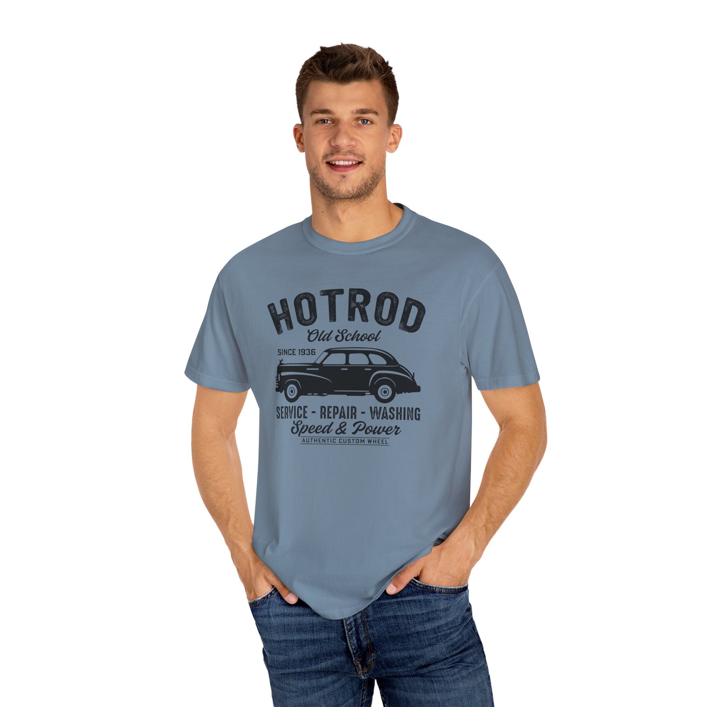 Vintage Hot Rod T-Shirt, Unisex Garment-Dyed Tee, Car Enthusiast Apparel, Retro Vehicle Shirt, Classic Car Lover Gift