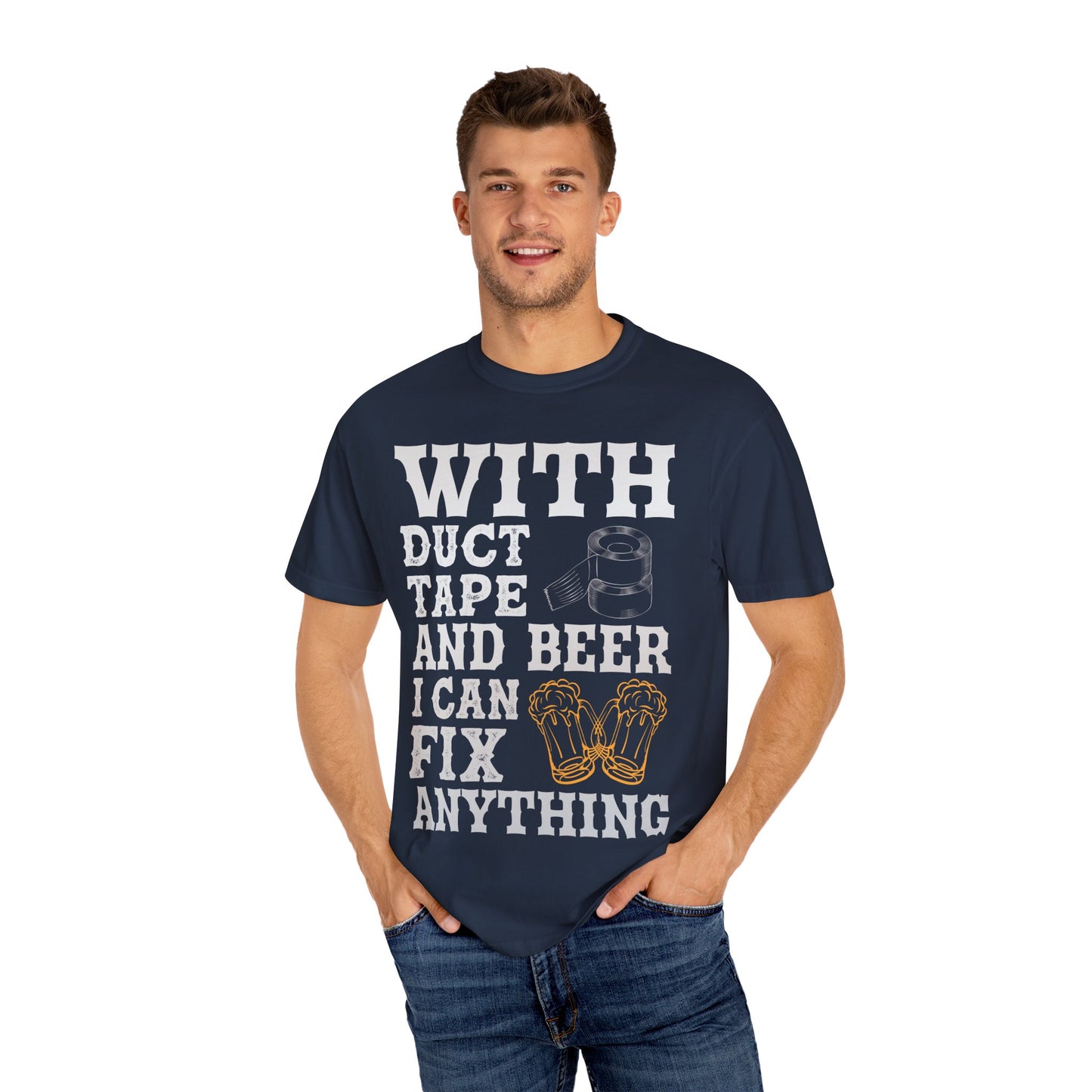 "With Duct Tape and Beer I Can Fix Anything" Funny Beer T-Shirt π πΊ