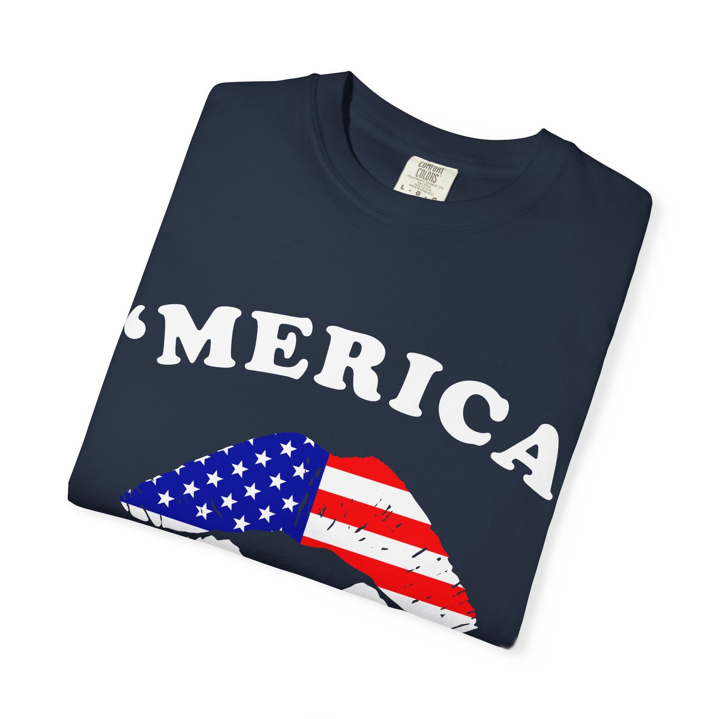 ‘Merica Lips T-Shirt – Patriotic Kiss Tee for Women Who Love Their Country Loud & Proud