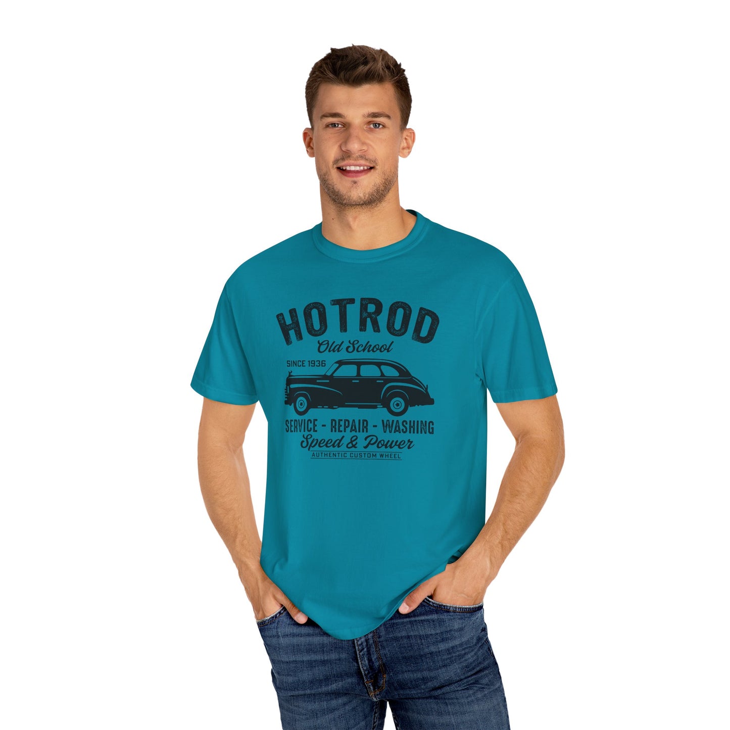 Vintage Hot Rod T-Shirt, Unisex Garment-Dyed Tee, Car Enthusiast Apparel, Retro Vehicle Shirt, Classic Car Lover Gift