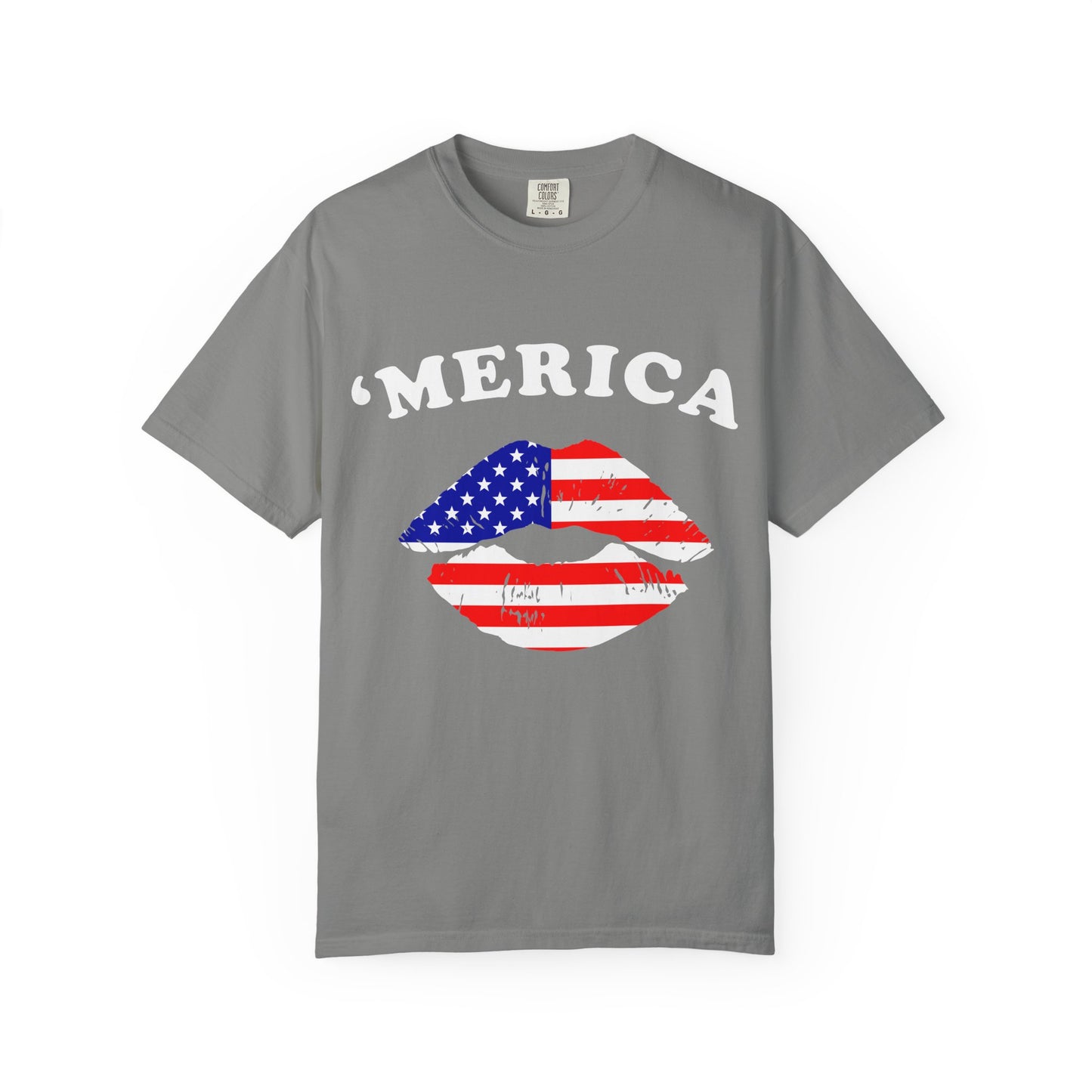 ‘Merica Lips T-Shirt – Patriotic Kiss Tee for Women Who Love Their Country Loud & Proud