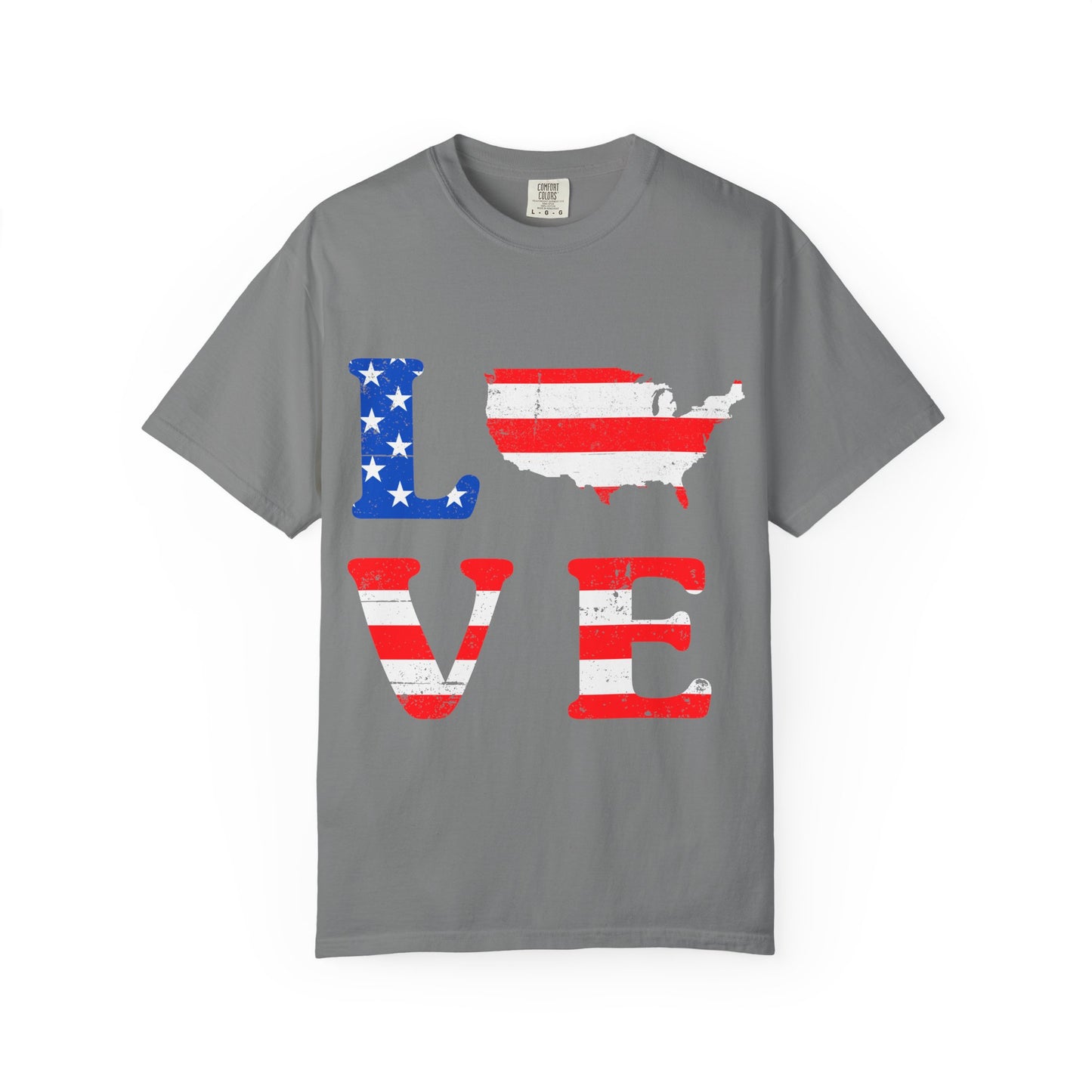 Patriotic Love T-Shirt, Unisex Tee, USA Graphic Shirt, Independence Day Apparel, Love America Shirt
