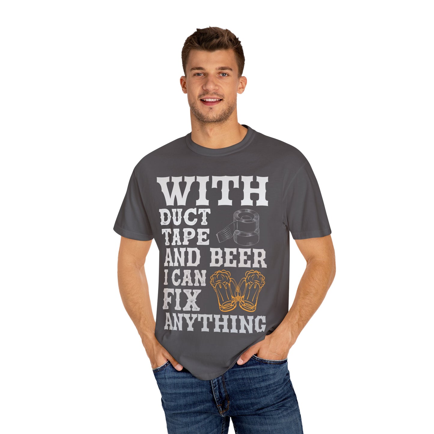 "With Duct Tape and Beer I Can Fix Anything" Funny Beer T-Shirt π πΊ