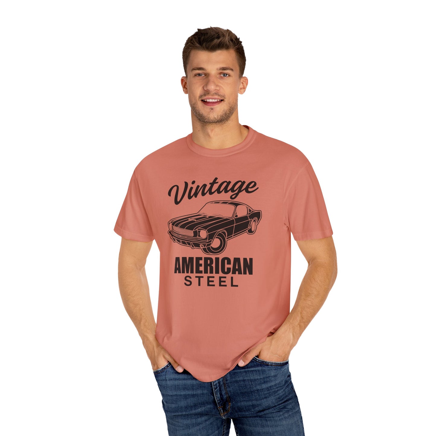 Vintage American Steel T-Shirt, Retro Car Tee, Unisex Graphic Shirt, Gift for Car Lovers, 70s Style Apparel, Casual Everyday Wear