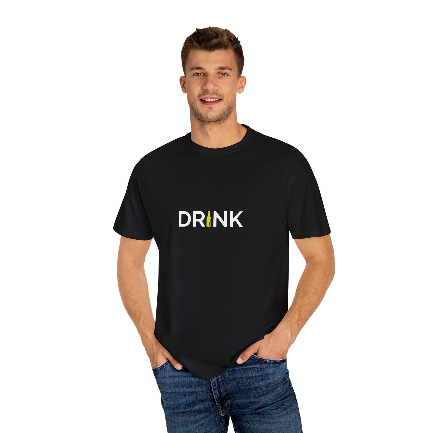 DRINK Minimalist Beer Bottle Tee β Clean Design, Loud Message