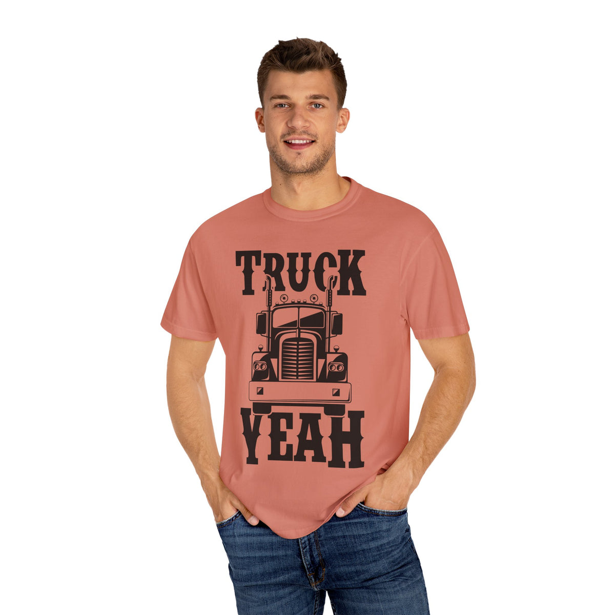 Truck Yeah Unisex Garment-Dyed T-Shirt, Casual Tee, Gift for Truck Lovers, Birthday Present, Road Trip Apparel, Fun Outdoors Shirt