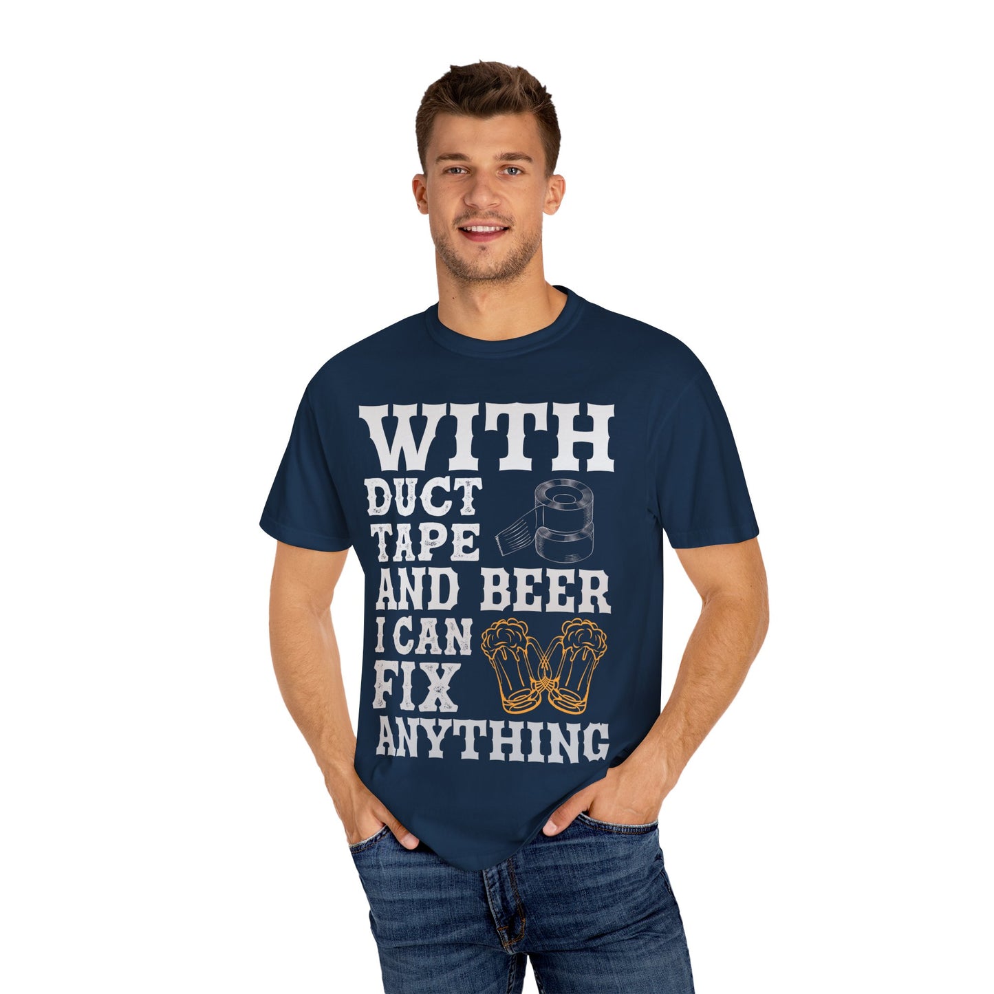 "With Duct Tape and Beer I Can Fix Anything" Funny Beer T-Shirt π πΊ
