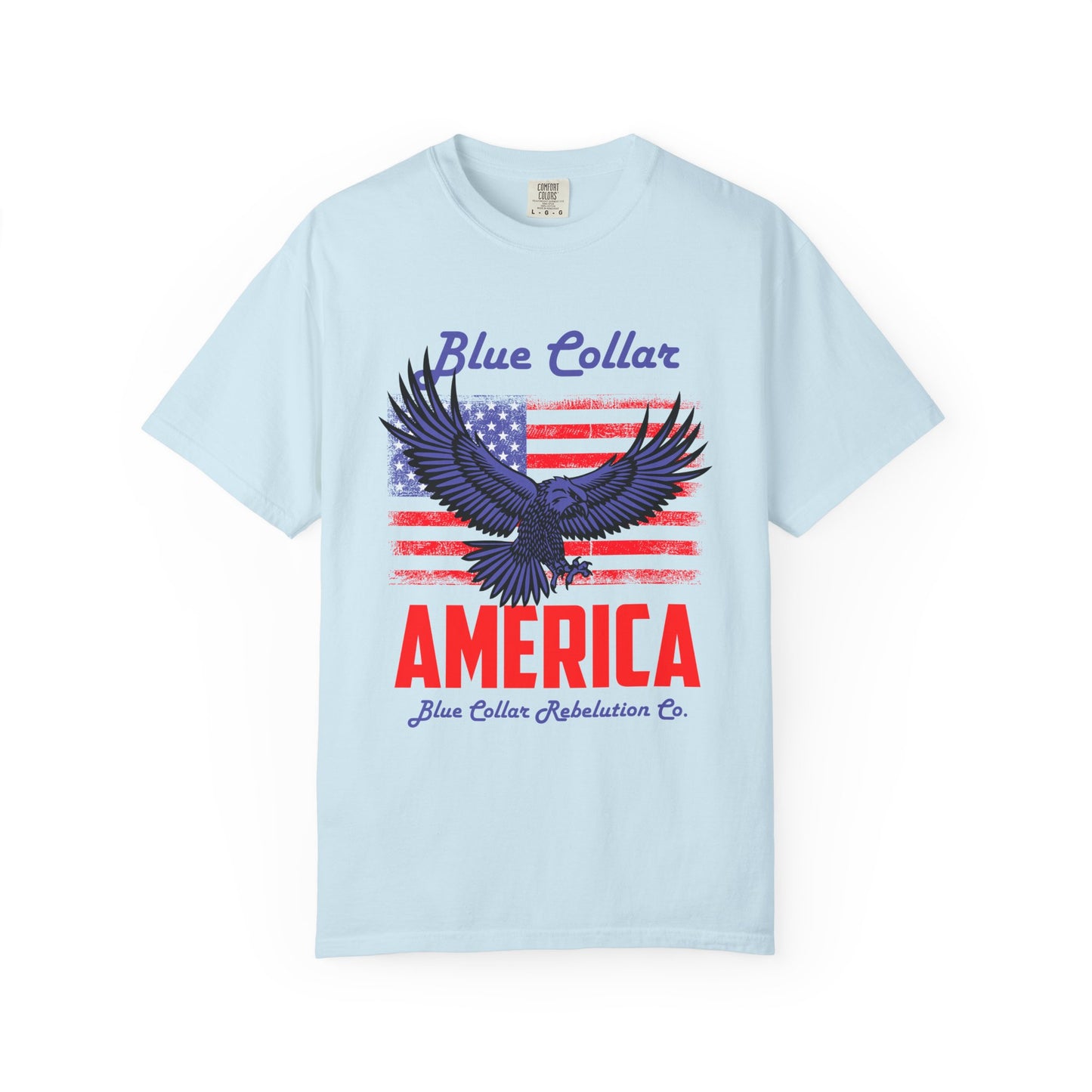 Patriotic Eagle T-shirt: Blue Collar America Theme, Unisex Casual Tee for Independence Day, Veterans Day, Gift for Men and Women