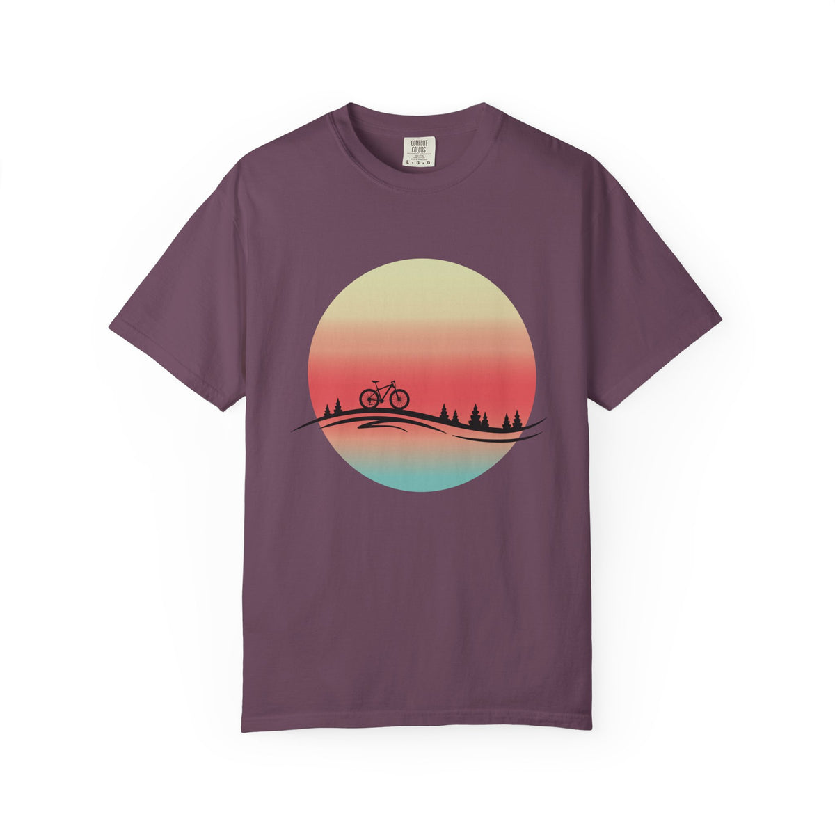 Sunset Bicycle Unisex Garment-Dyed T-shirt, Relaxed Fit Tee, Adventure Shirt, Cycling Gift, Outdoor Apparel
