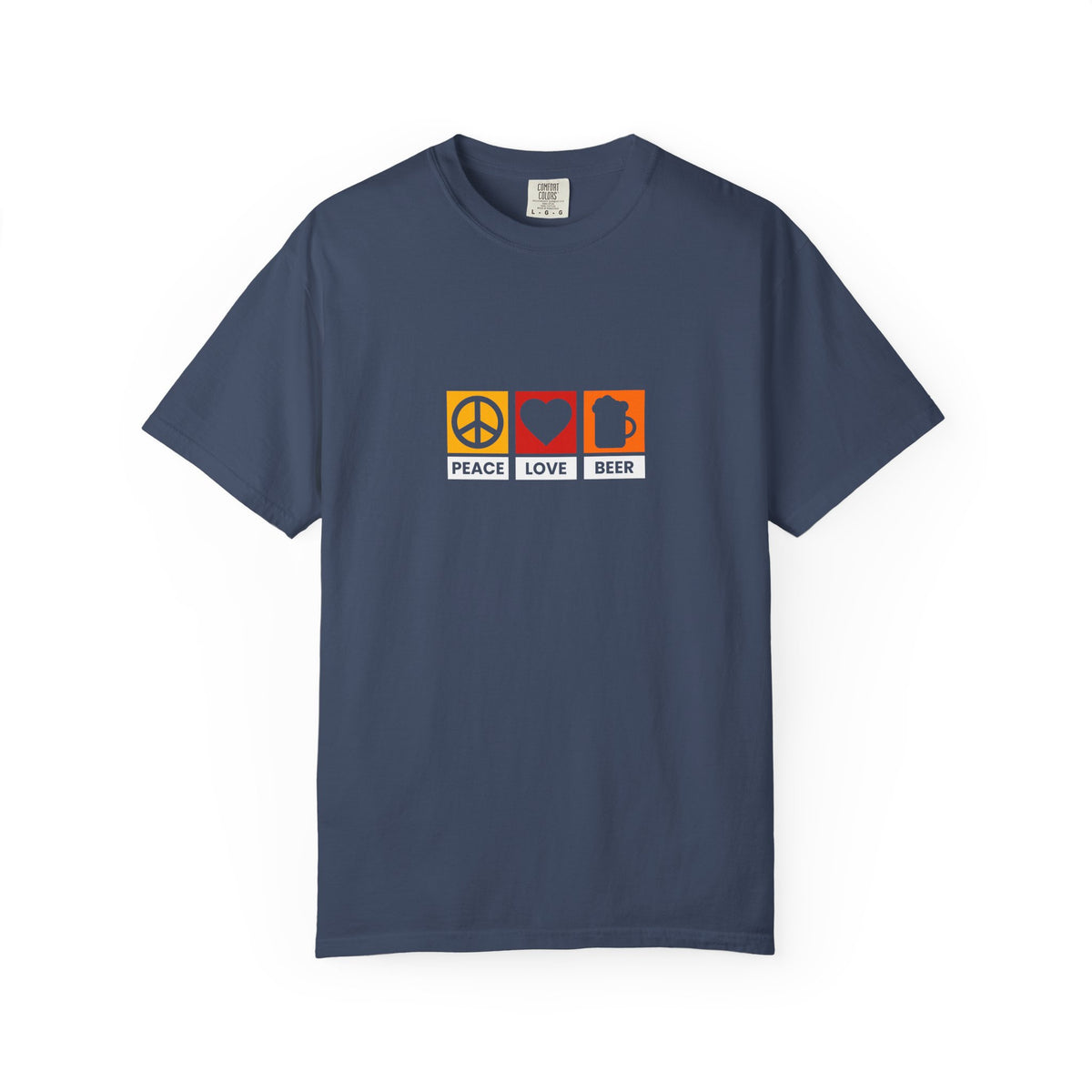 Peace Love Beer T-Shirt β Retro Icons Tee for Beer Lovers, Music Fans & Chill Vibes
