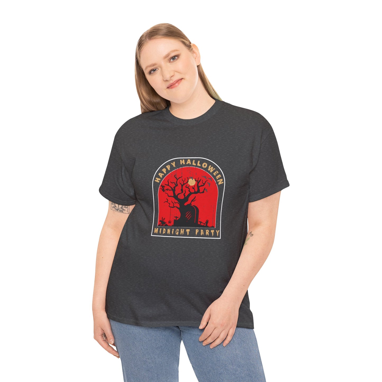 🕷️ “Happy Halloween Midnight Party” Haunted Tree Graveyard Tee 🌕