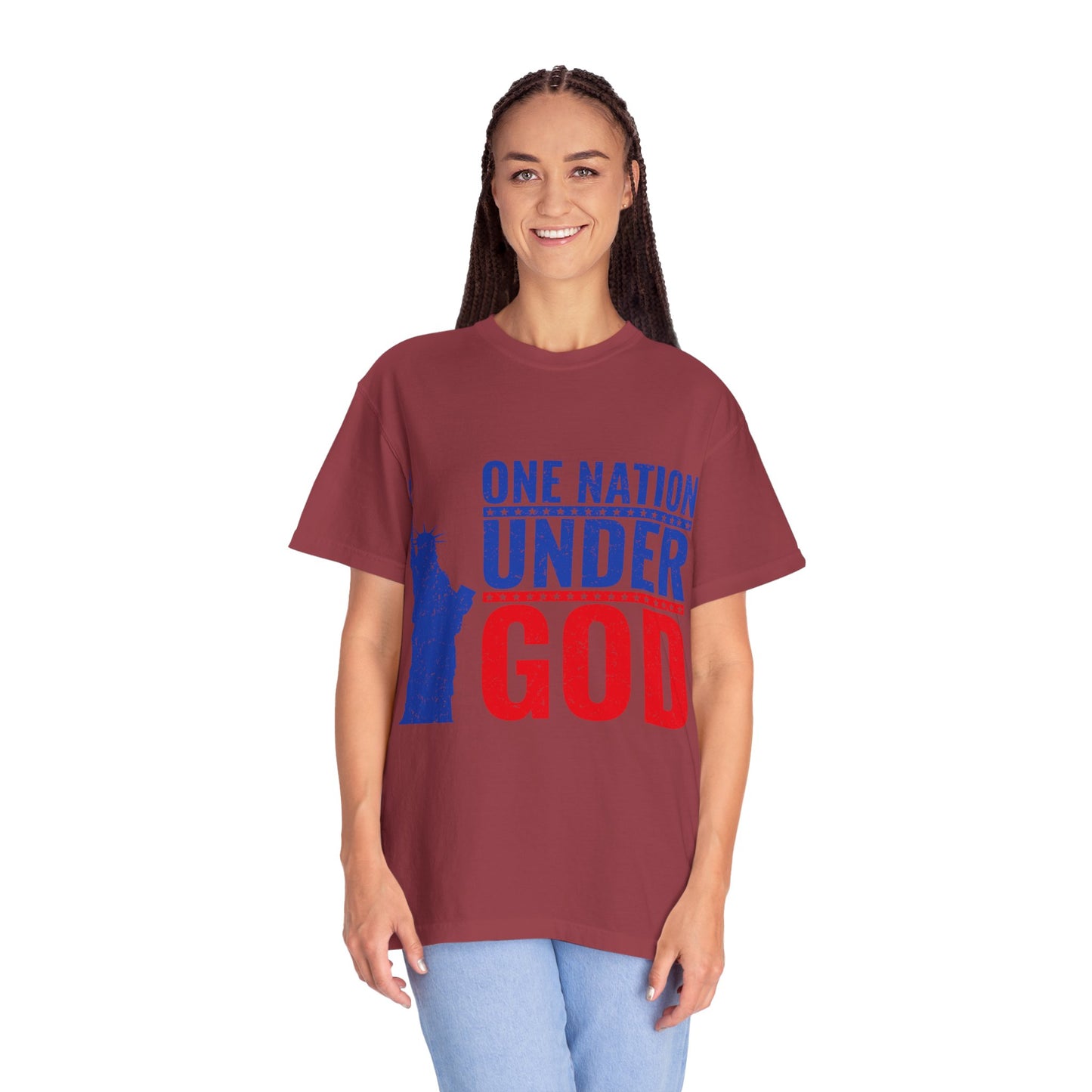 One Nation Under God T-Shirt – Patriotic Christian Tee with Statue of Liberty Design