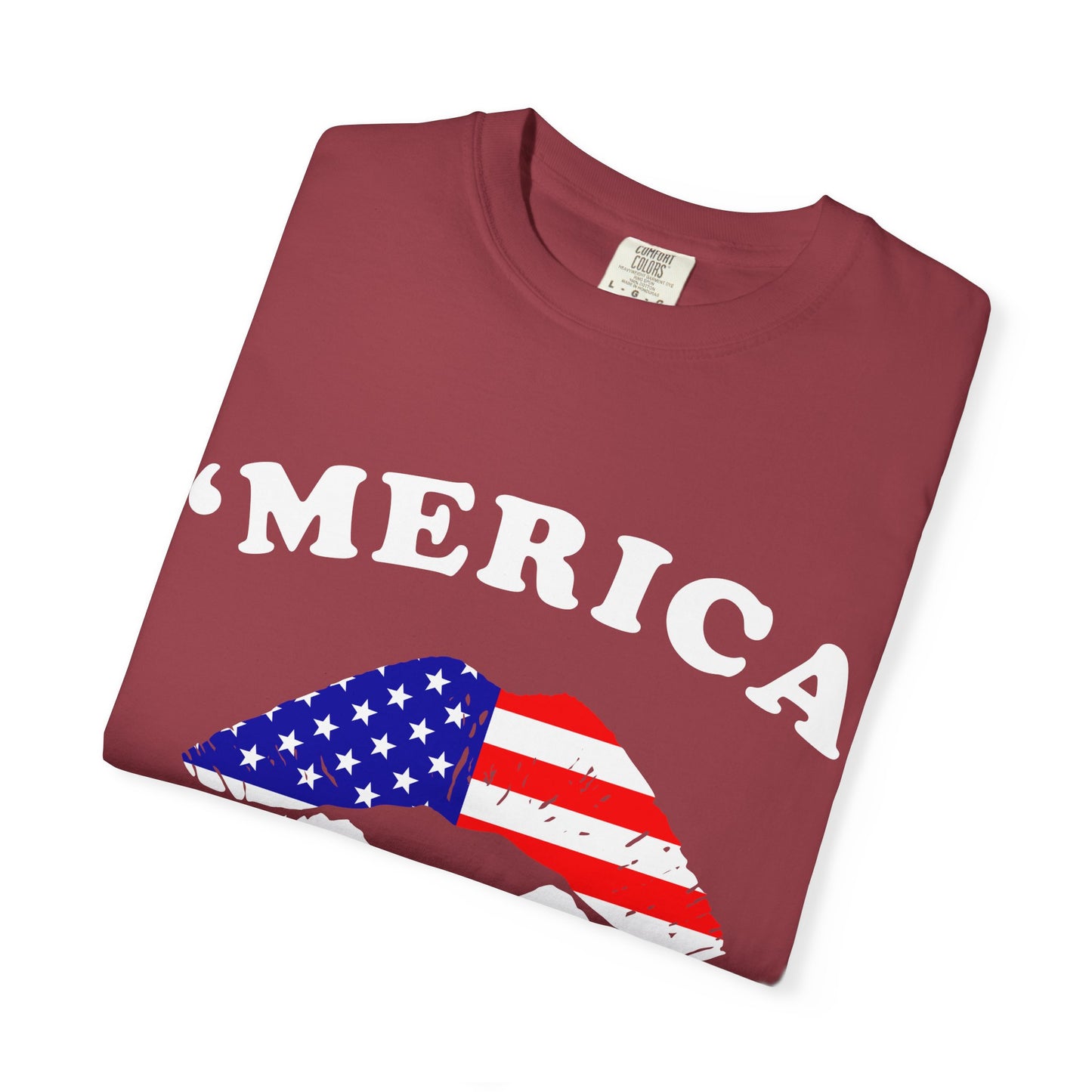 ‘Merica Lips T-Shirt – Patriotic Kiss Tee for Women Who Love Their Country Loud & Proud