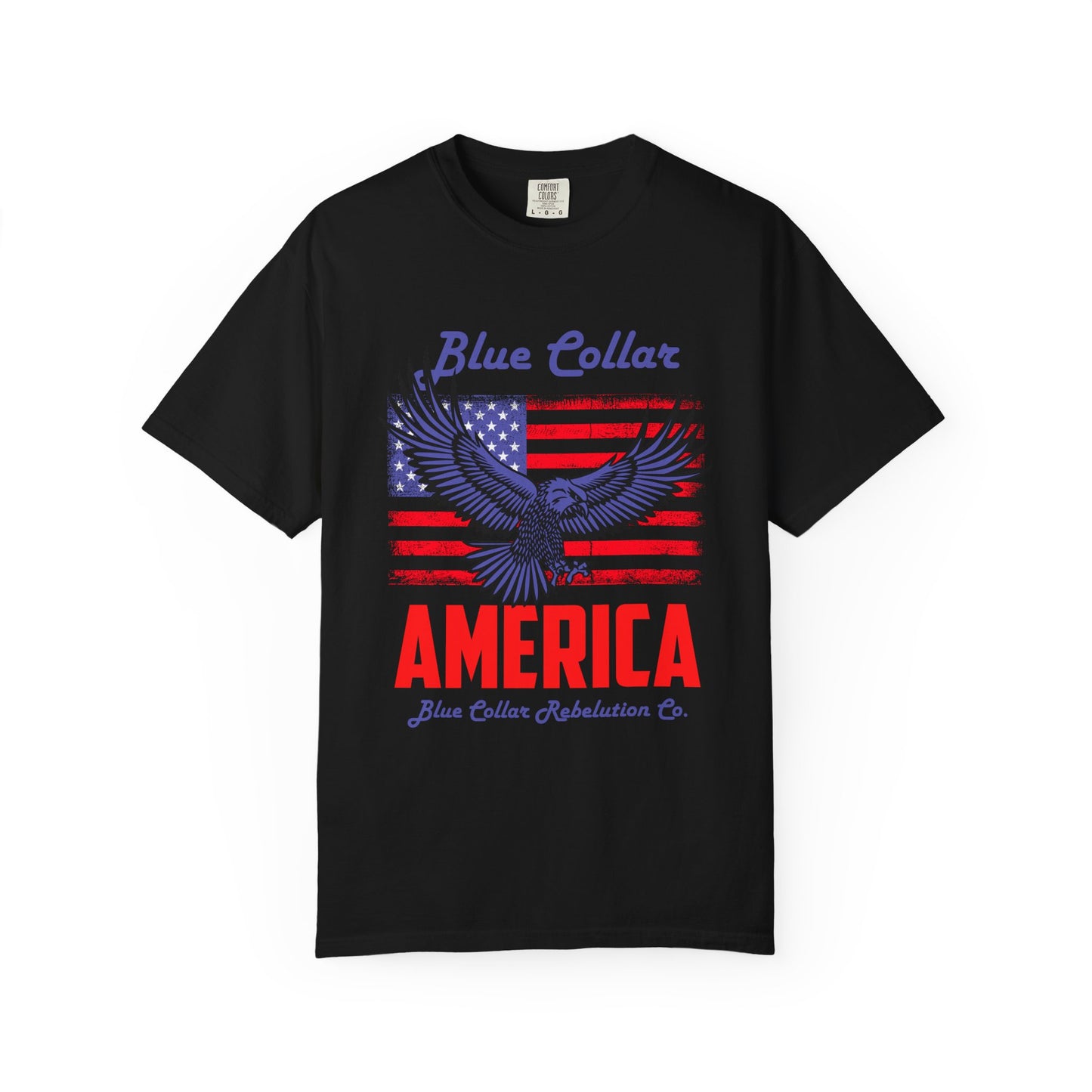 Patriotic Eagle T-shirt: Blue Collar America Theme, Unisex Casual Tee for Independence Day, Veterans Day, Gift for Men and Women