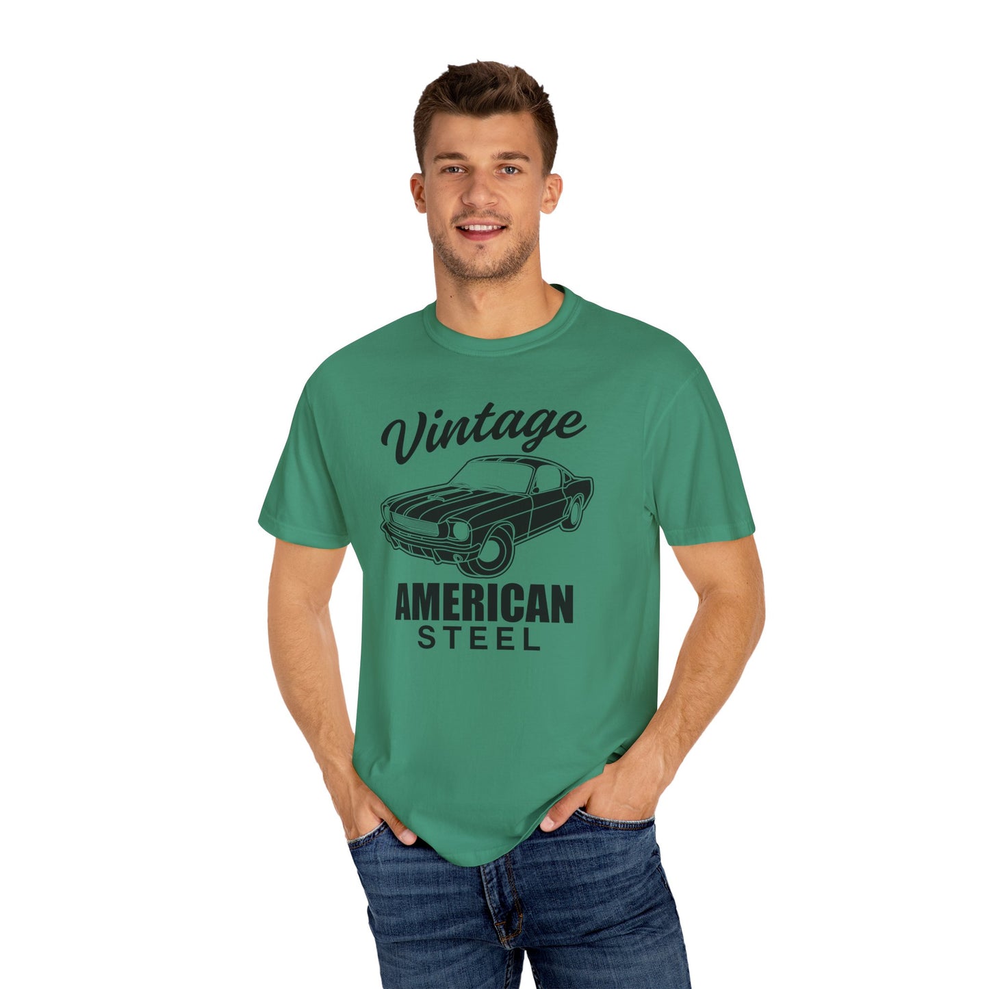 Vintage American Steel T-Shirt, Retro Car Tee, Unisex Graphic Shirt, Gift for Car Lovers, 70s Style Apparel, Casual Everyday Wear