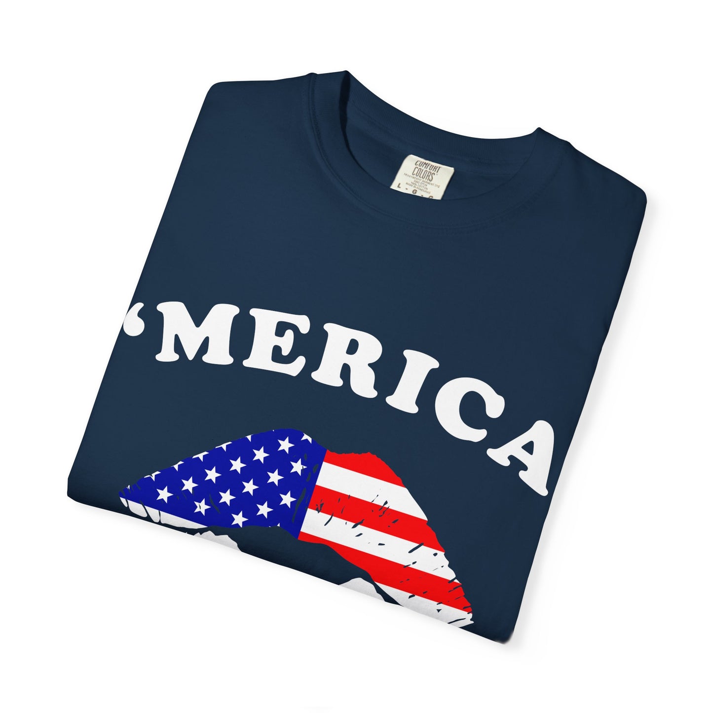 ‘Merica Lips T-Shirt – Patriotic Kiss Tee for Women Who Love Their Country Loud & Proud