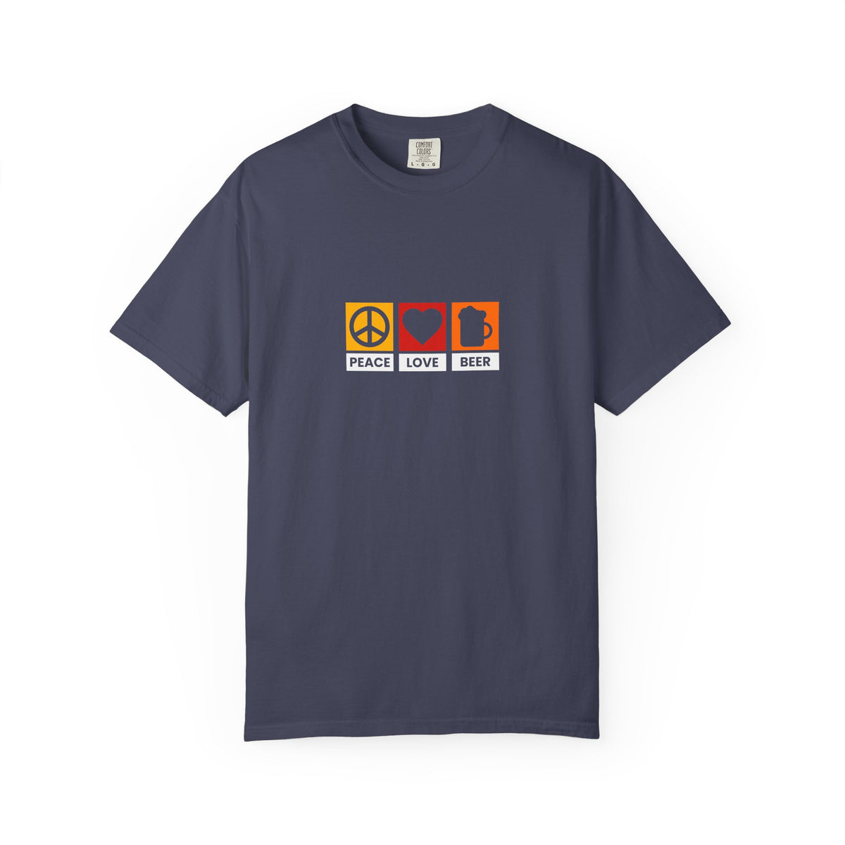 Peace Love Beer T-Shirt β Retro Icons Tee for Beer Lovers, Music Fans & Chill Vibes