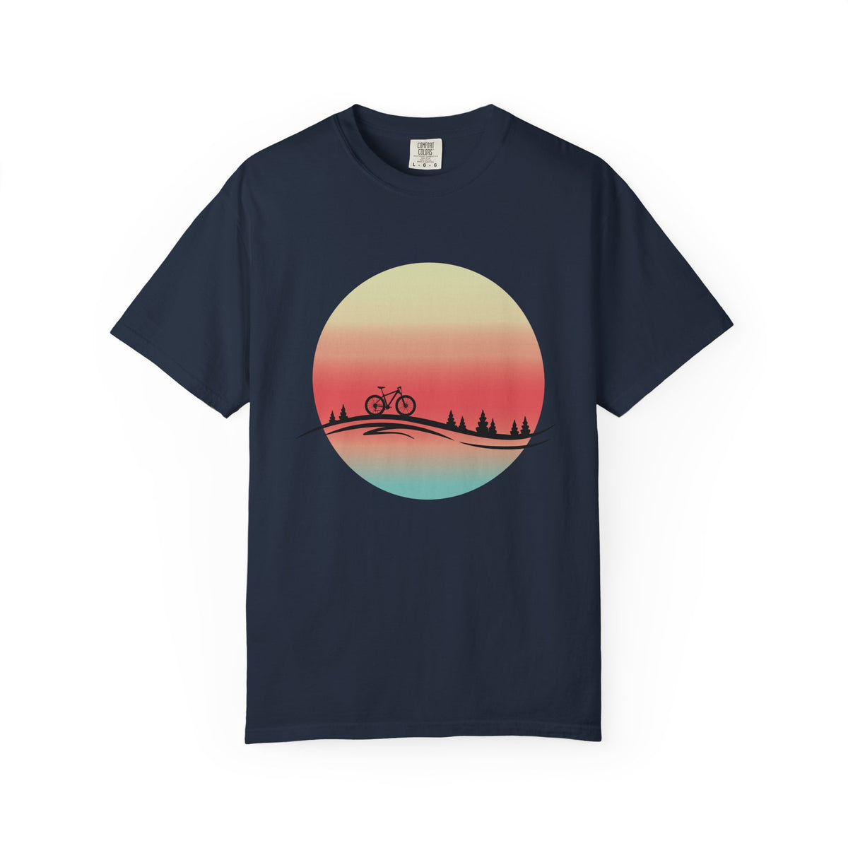 Sunset Bicycle Unisex Garment-Dyed T-shirt, Relaxed Fit Tee, Adventure Shirt, Cycling Gift, Outdoor Apparel