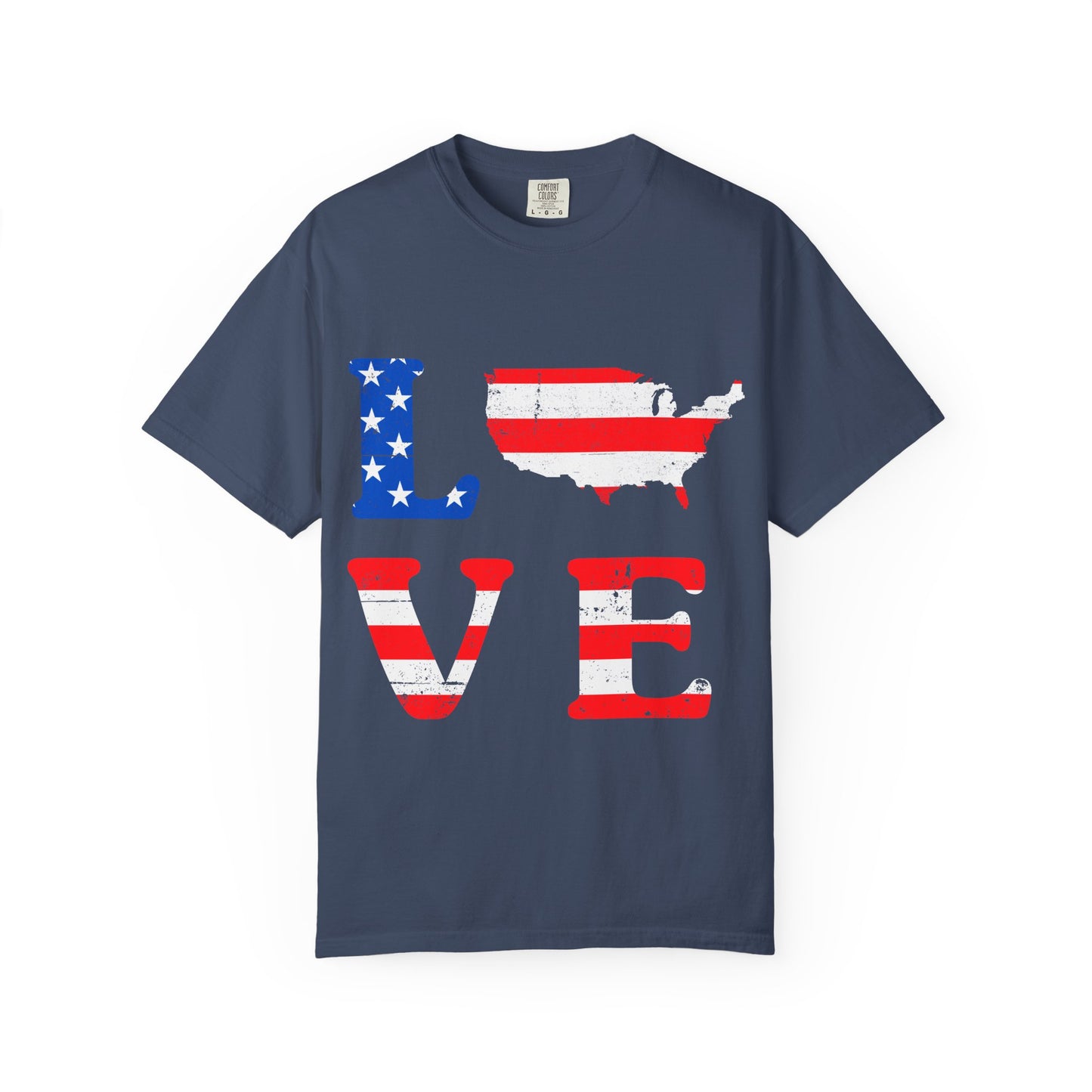 Patriotic Love T-Shirt, Unisex Tee, USA Graphic Shirt, Independence Day Apparel, Love America Shirt