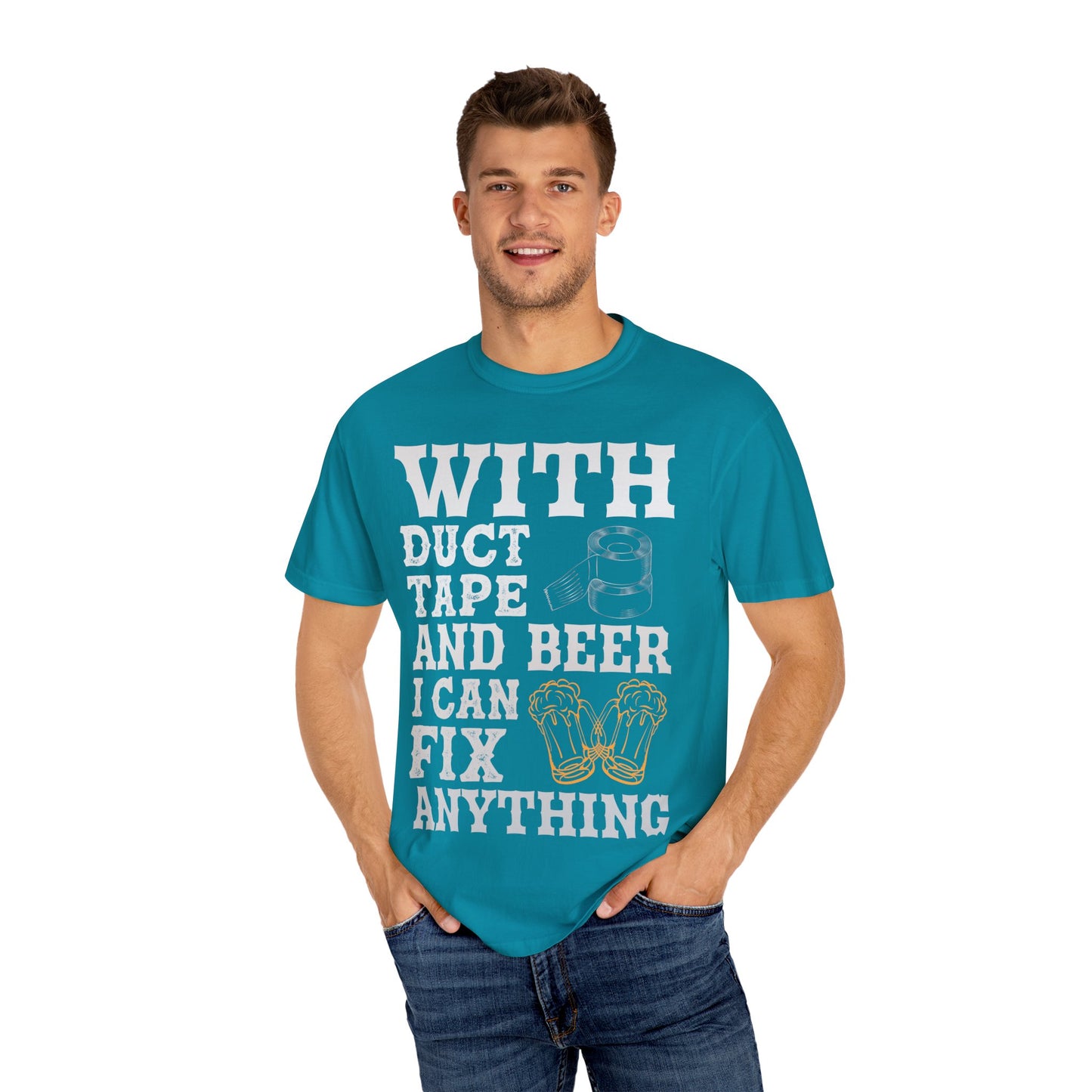 "With Duct Tape and Beer I Can Fix Anything" Funny Beer T-Shirt π πΊ